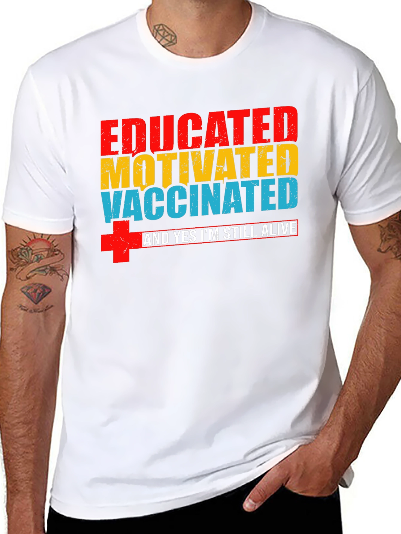 Black Educated Motivated Vaccinated T-Shirt view 8