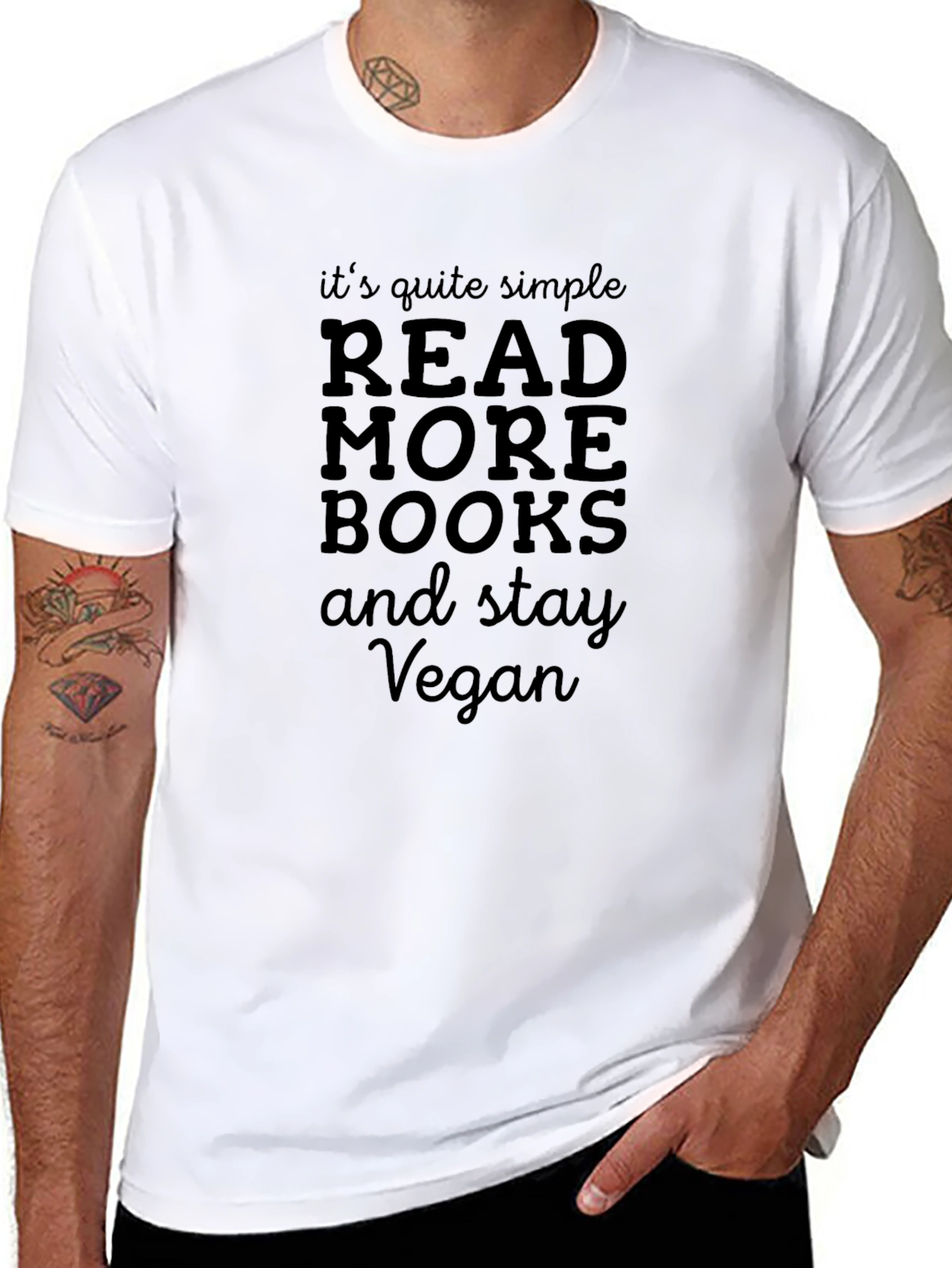 Black Read More Books and Stay Vegan Black T-Shirt view 8