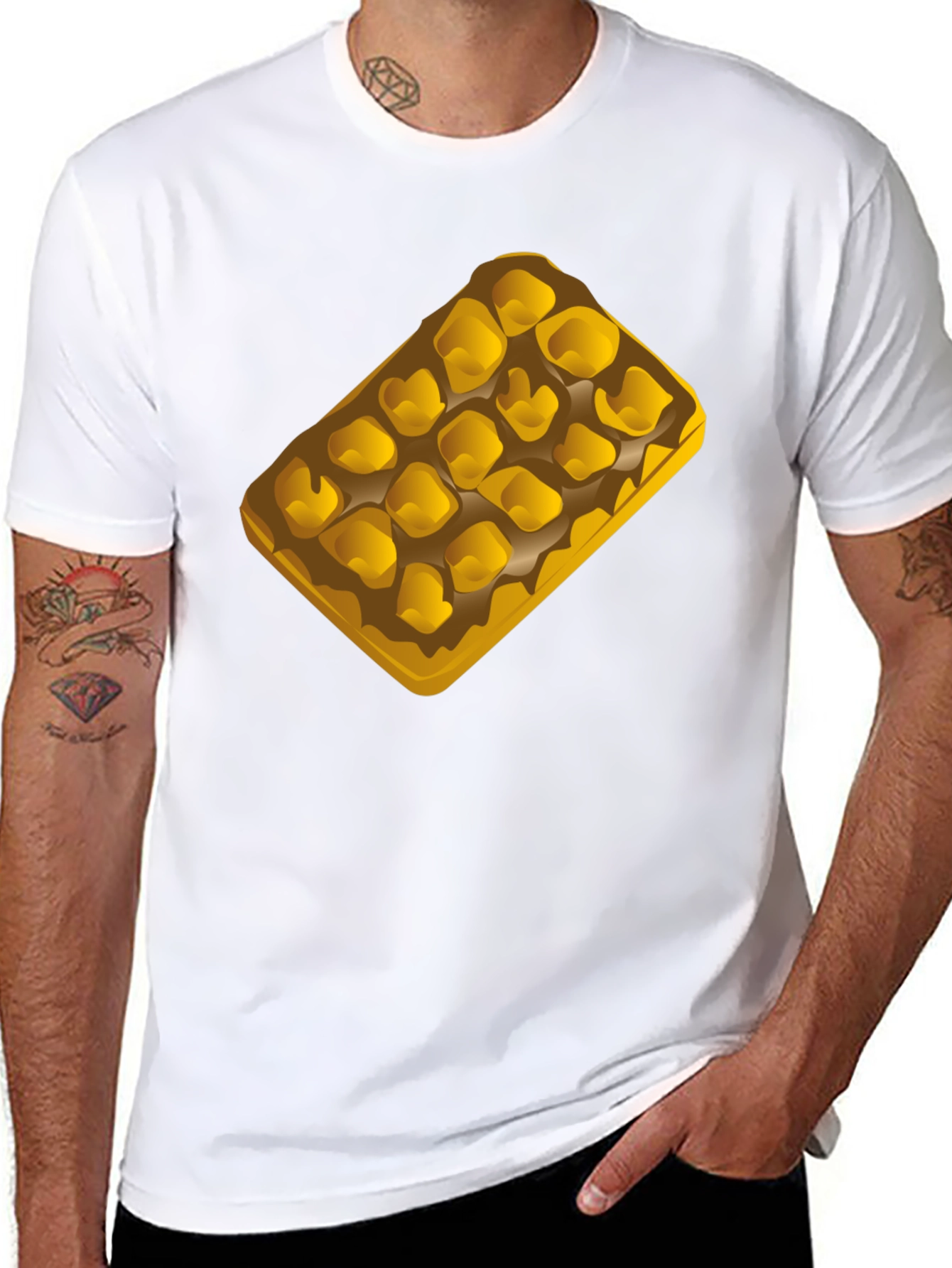 Black Waffle Graphic T-Shirt - Casual Black Tee view 8