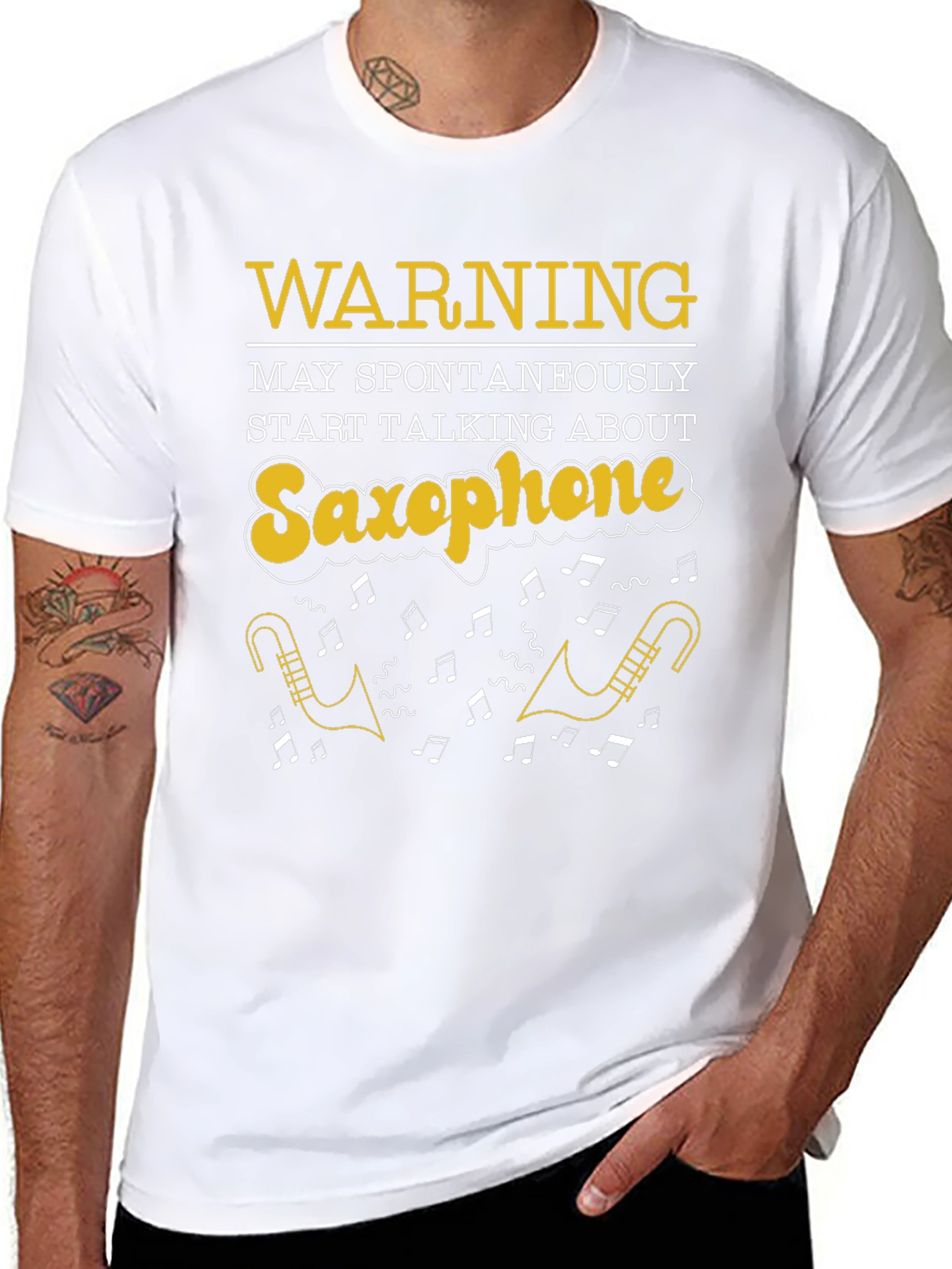 Black Saxophone T-Shirt: Warning May Spontaneously Talk view 8