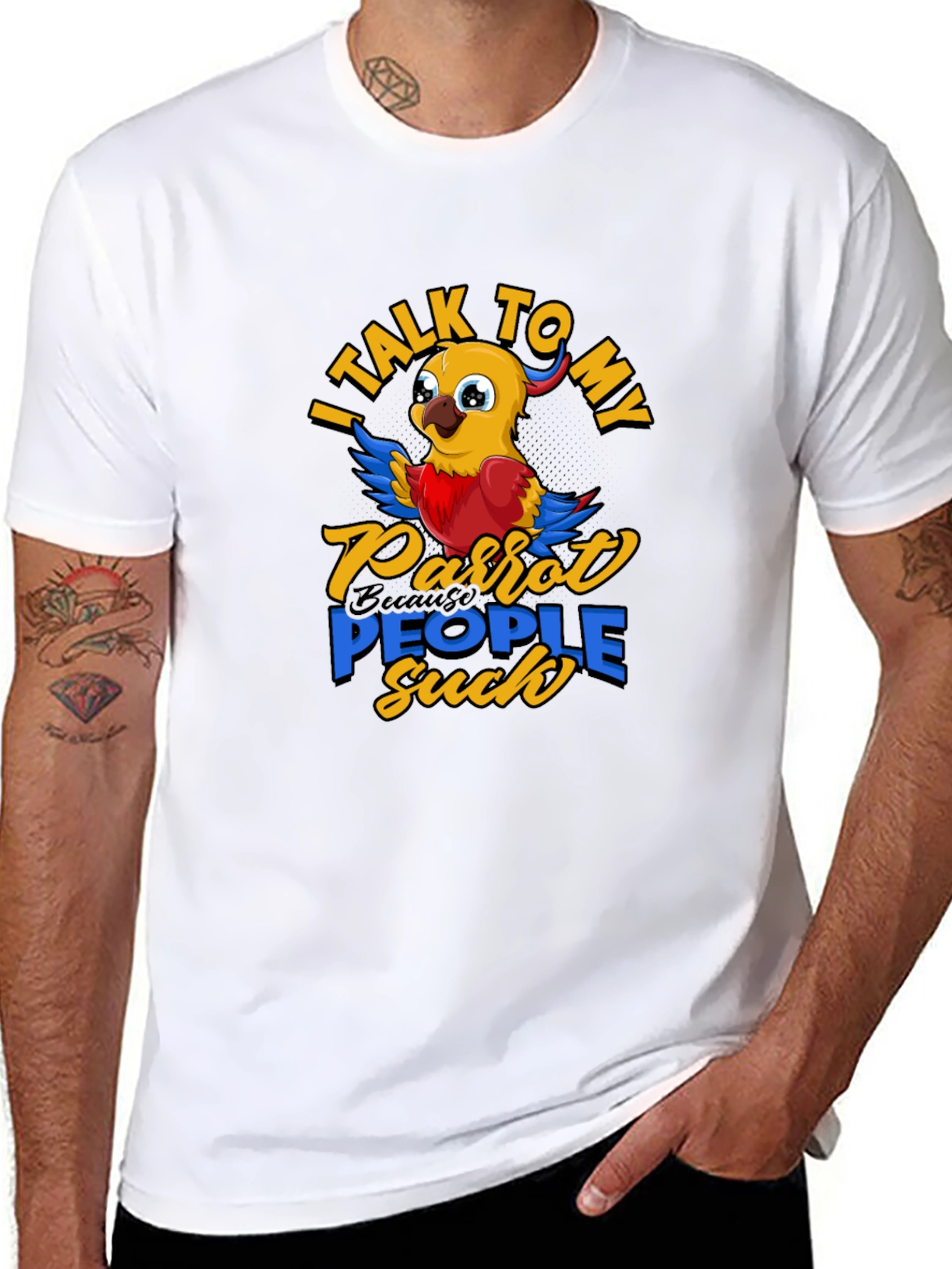 Black Parrot Lover T-Shirt - I Talk To My Parrot People Suck view 8