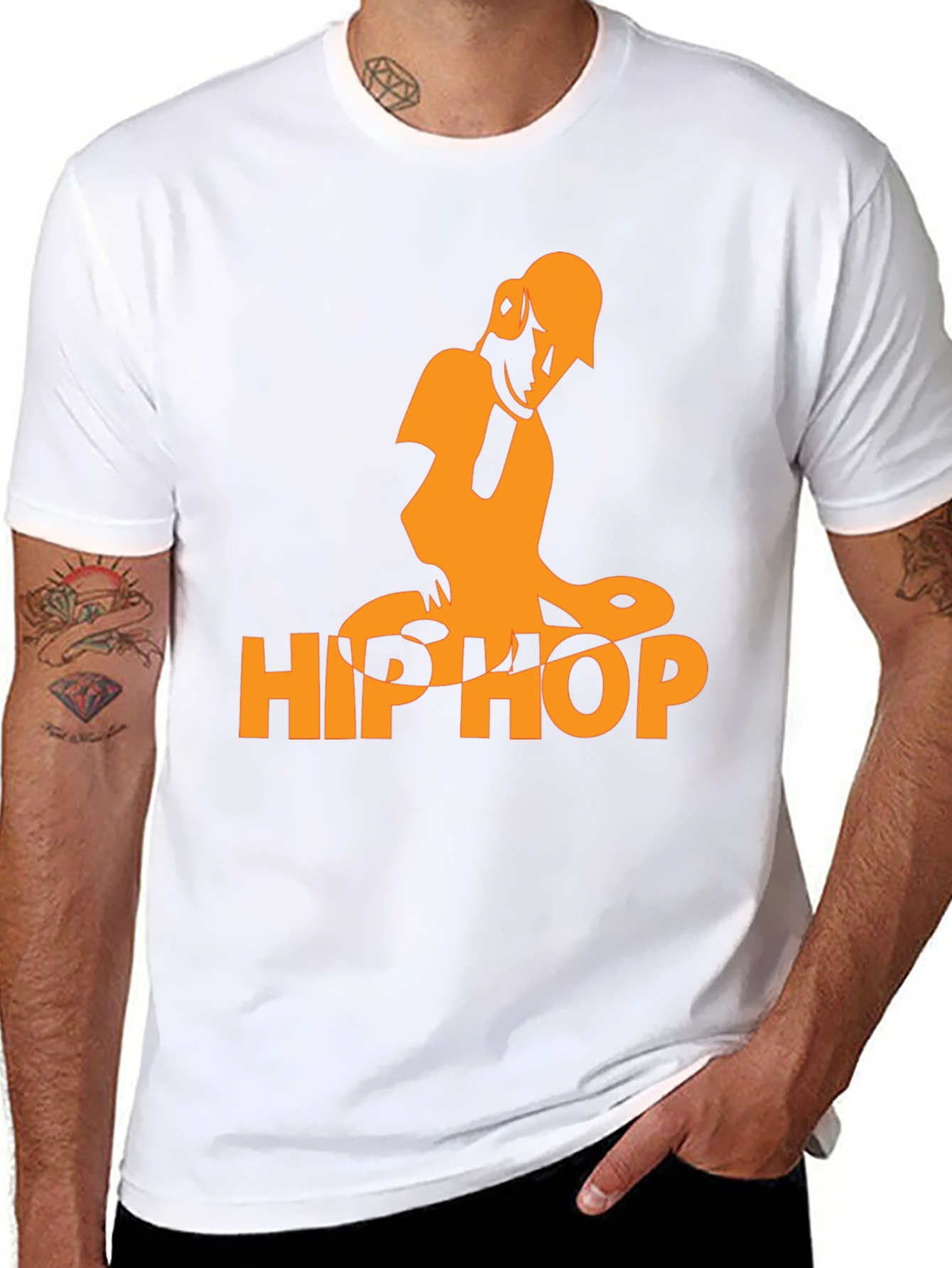 Black Hip Hop Graphic T-Shirt - Black Cotton Blend view 8