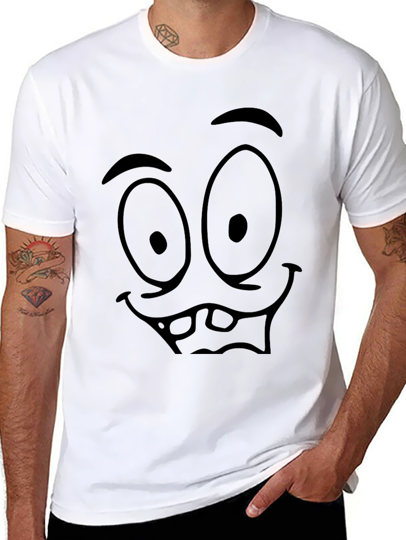 Black Funny Face Graphic Black T-Shirt view 8