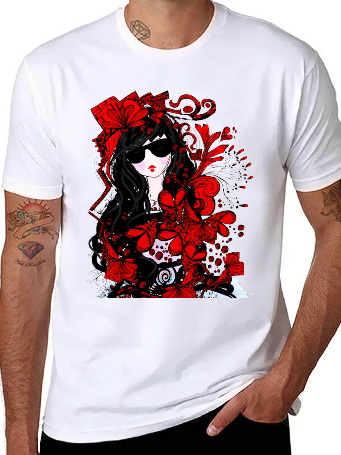 Black Gothic Floral T-Shirt - Dark & Stylish view 8