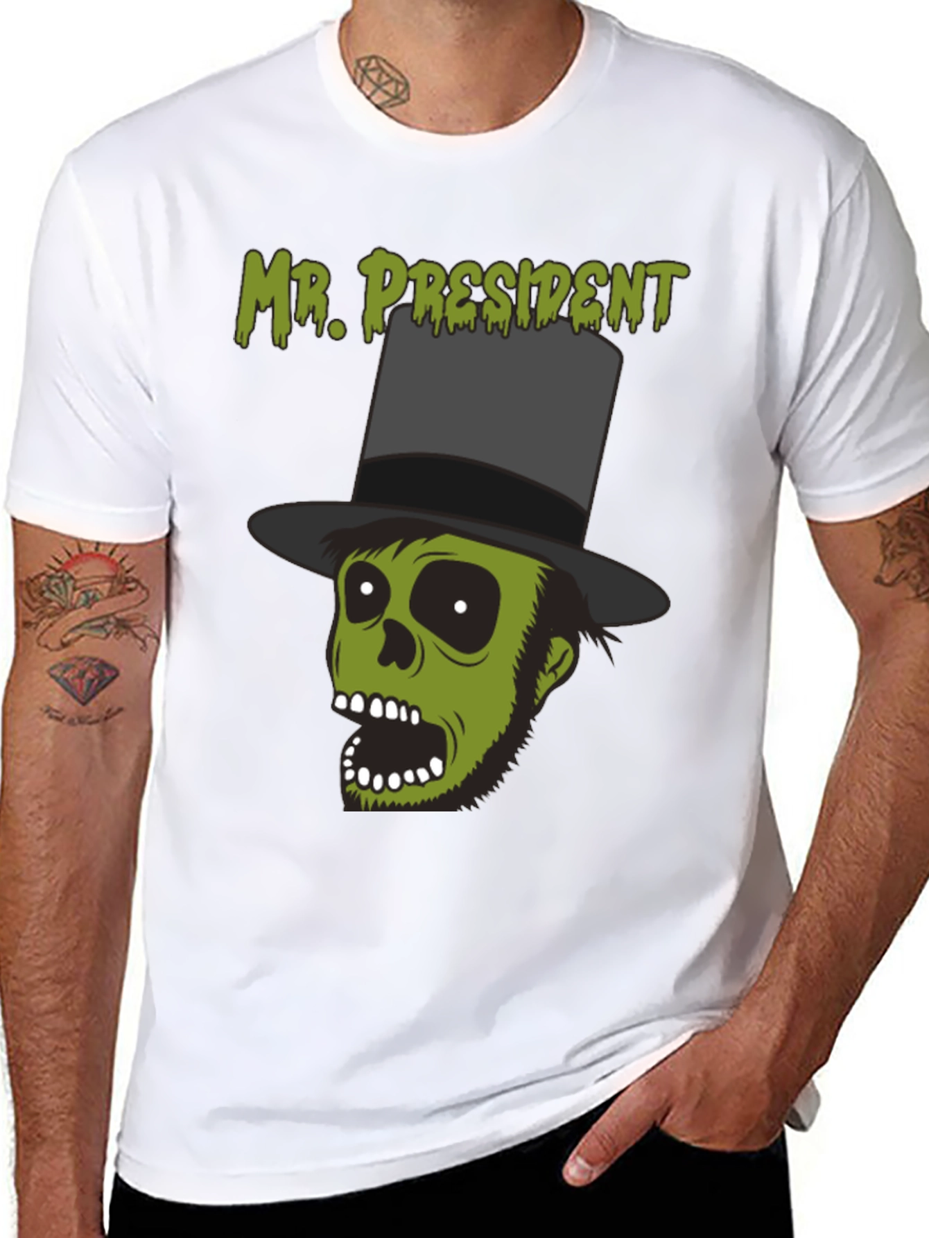 Black Mr. President Zombie Graphic T-Shirt - Halloween Style view 8