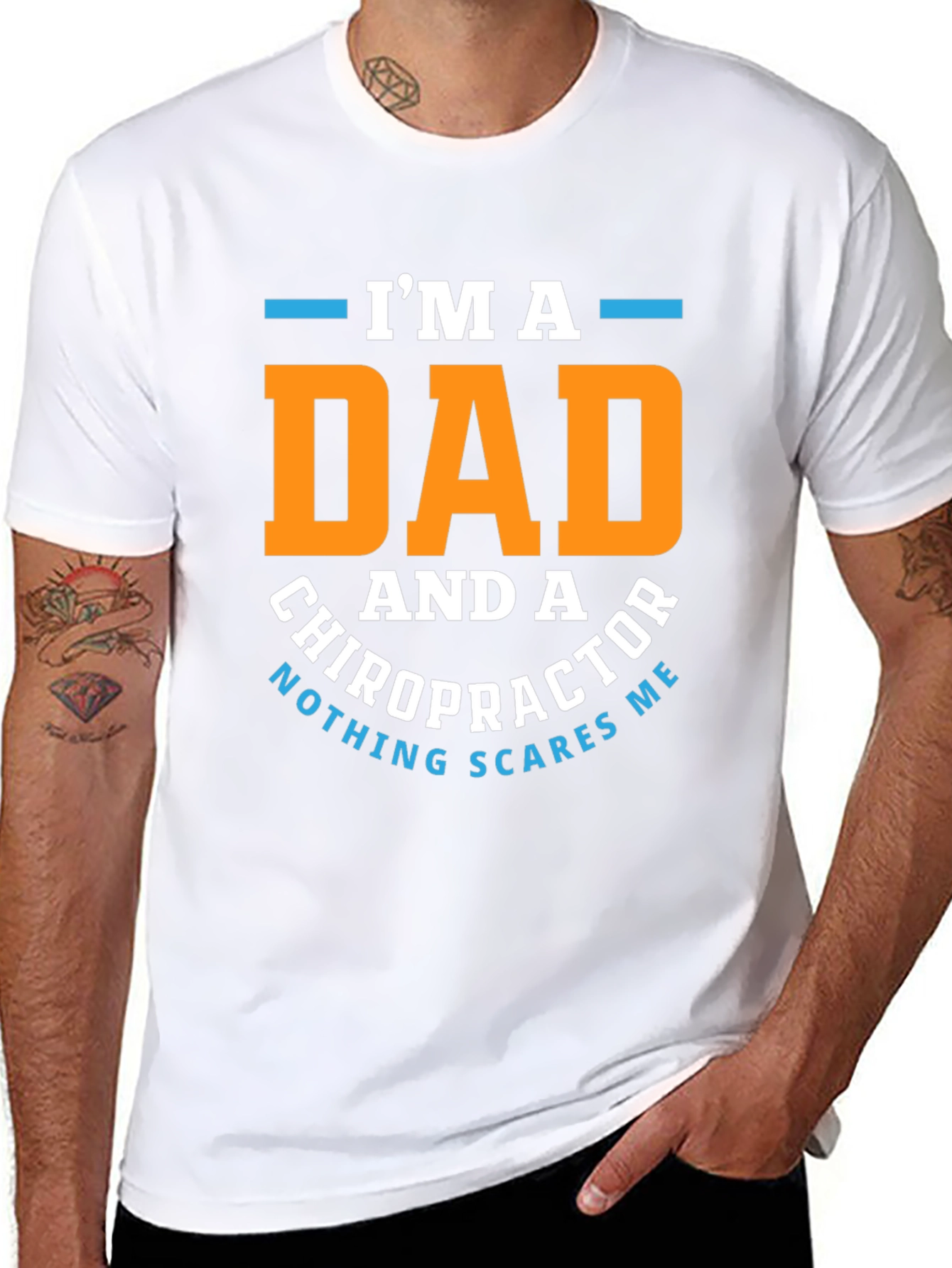 Black Dad Chiropractor T-Shirt: Nothing Scares Me! view 8