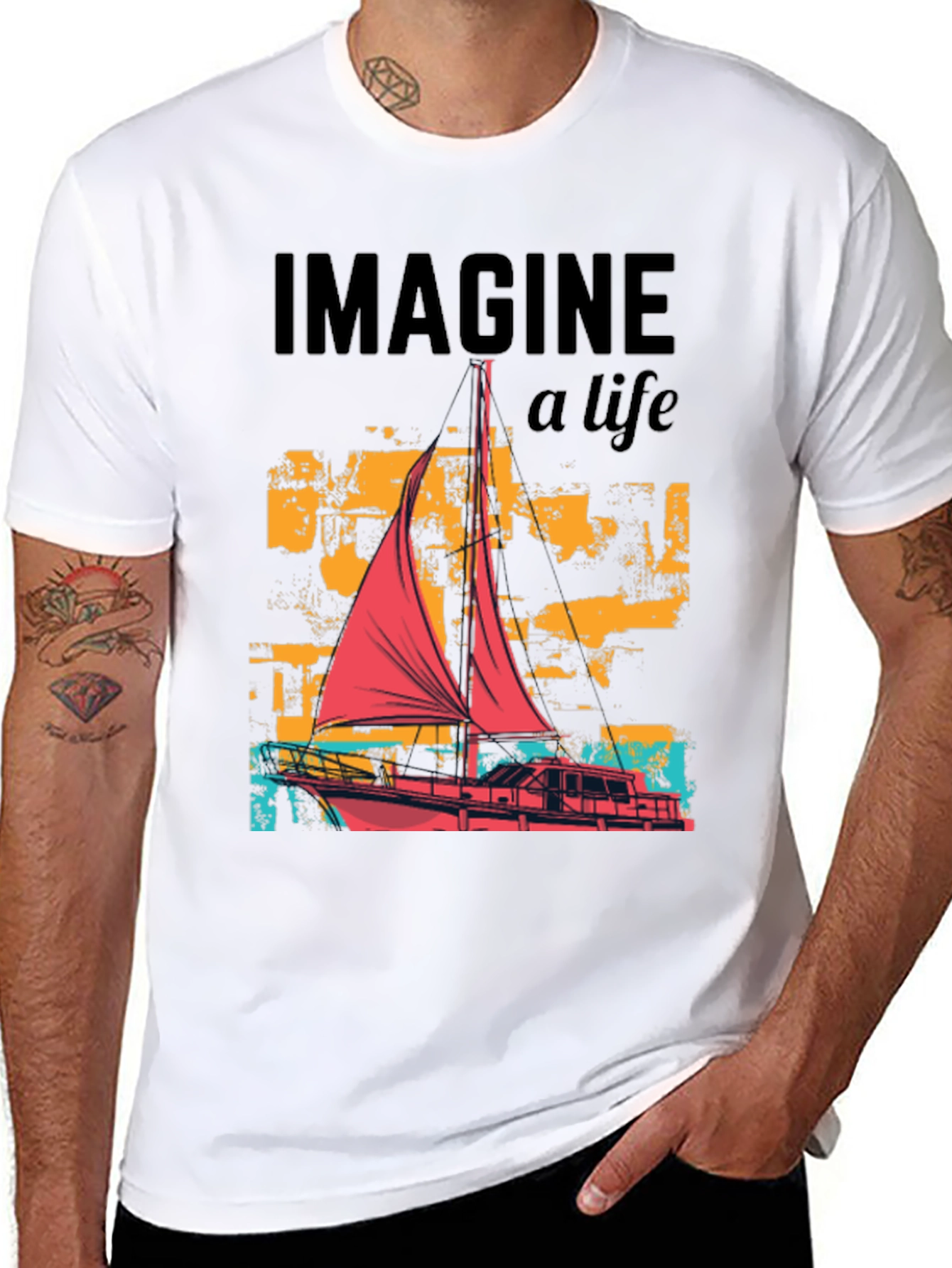 Black Imagine A Life Boat Graphic Tee view 8
