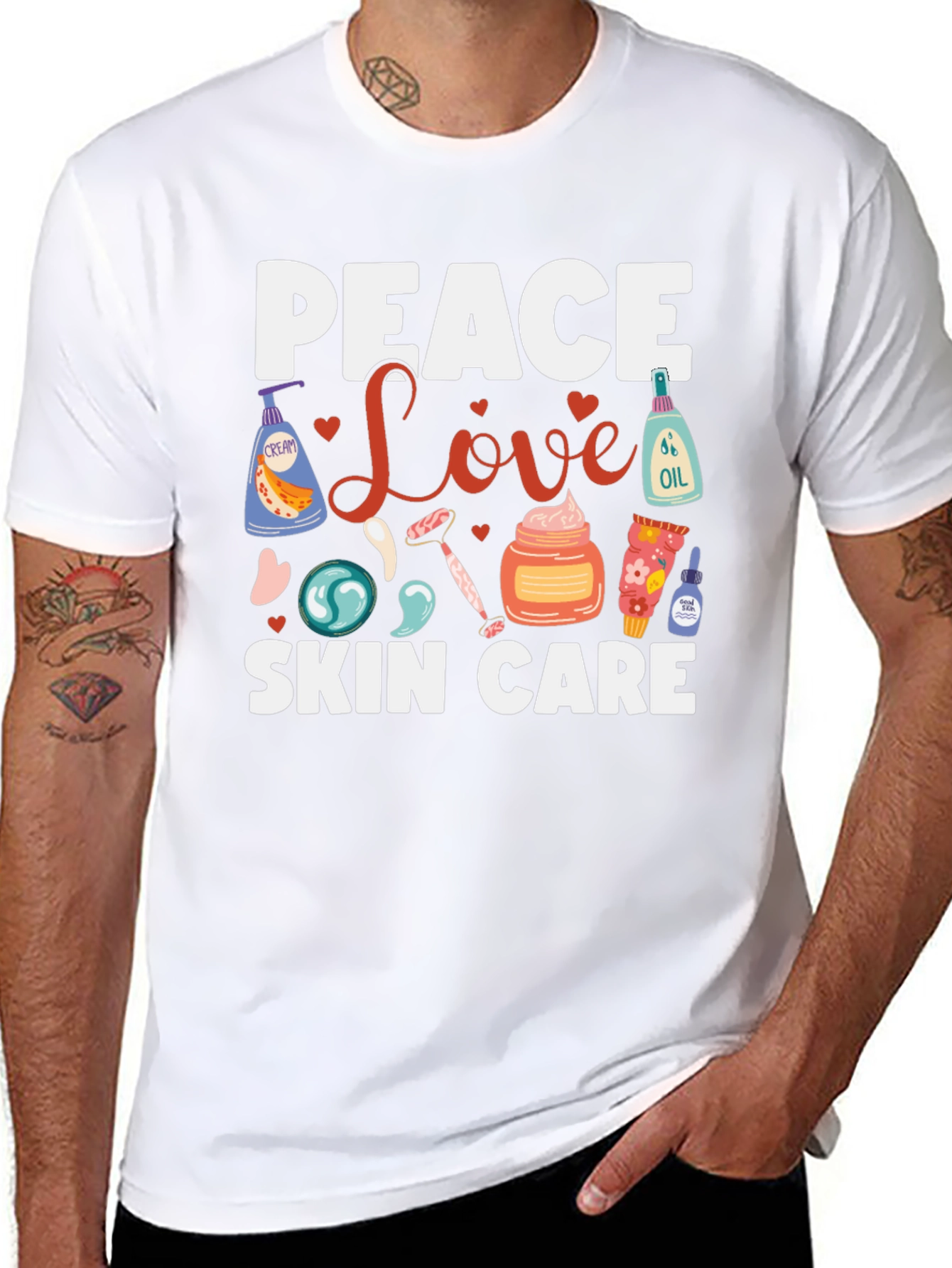 Black Peace Love Skin Care T-Shirt view 8