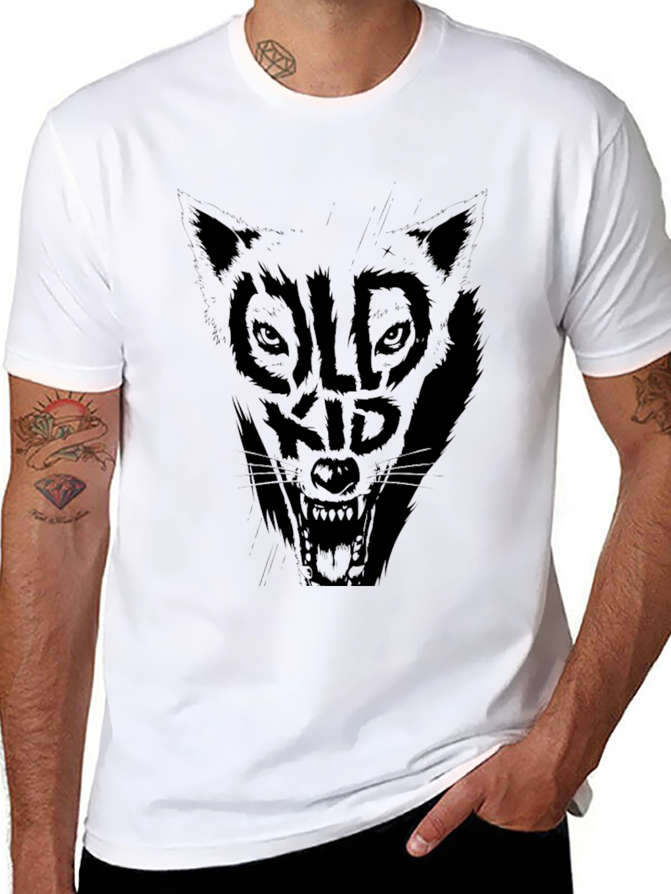Black Black Old Kid Wolf Graphic Tee view 8