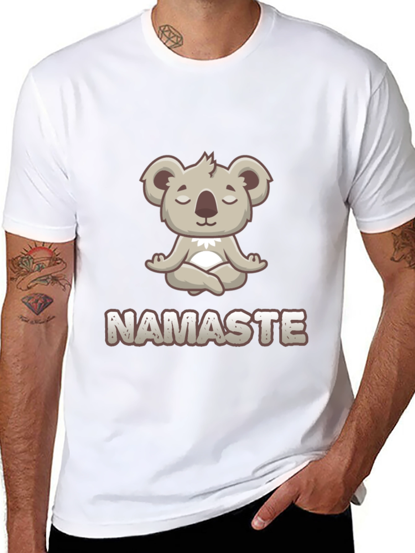 Black Namaste Koala Bear Meditation T-Shirt view 8
