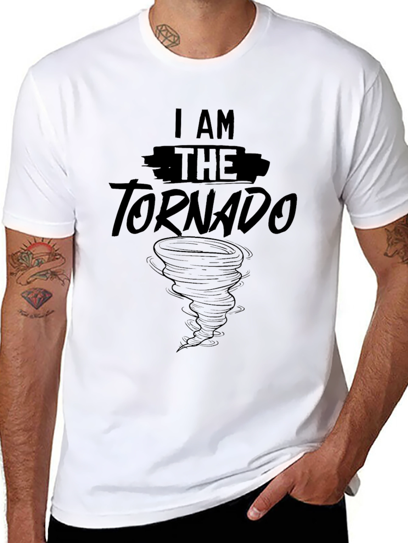 Black I Am The Tornado Graphic Tee - Black Cotton T-Shirt view 8