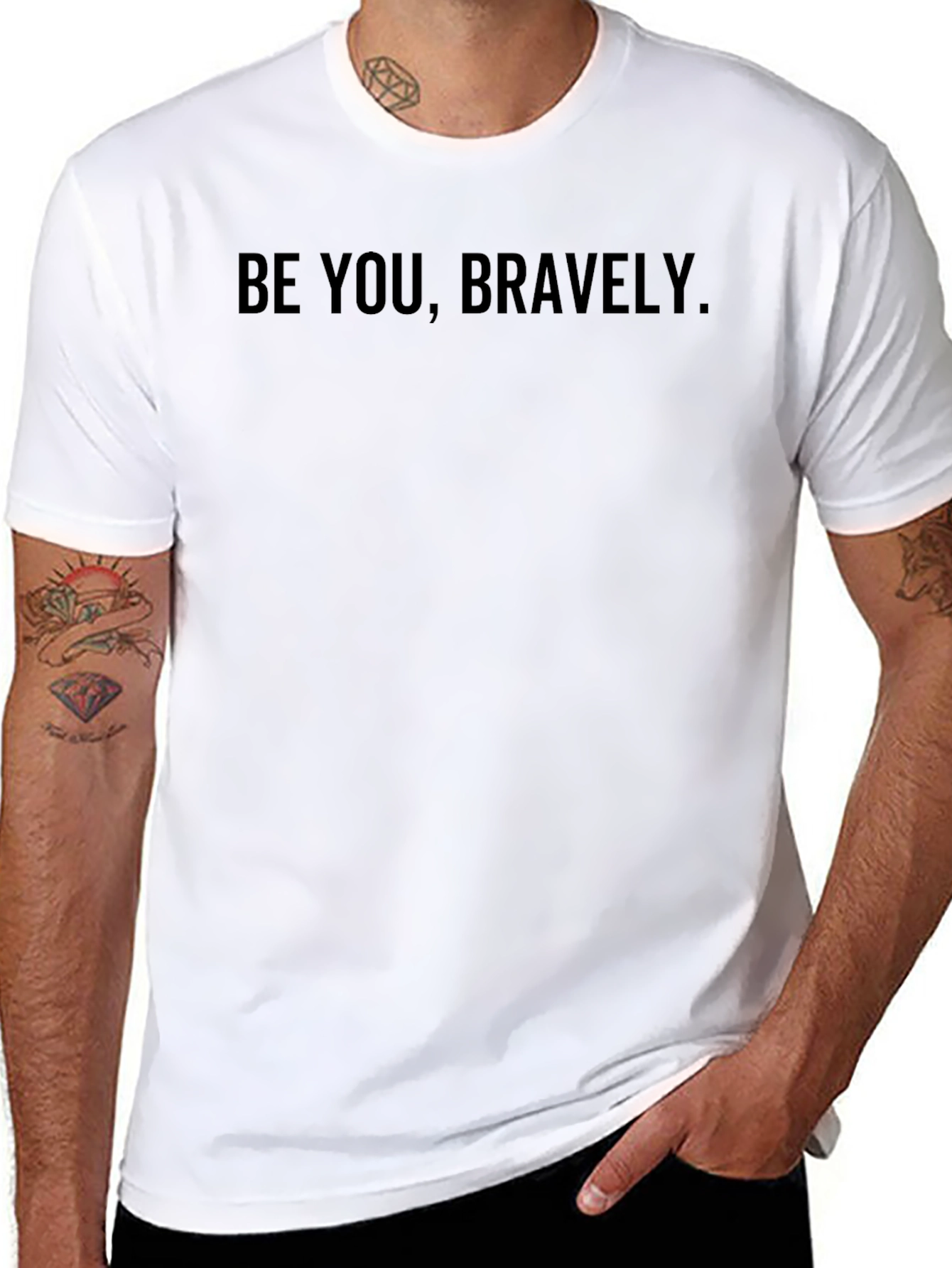 Black Be You, Bravely - Unisex Black T-Shirt view 8