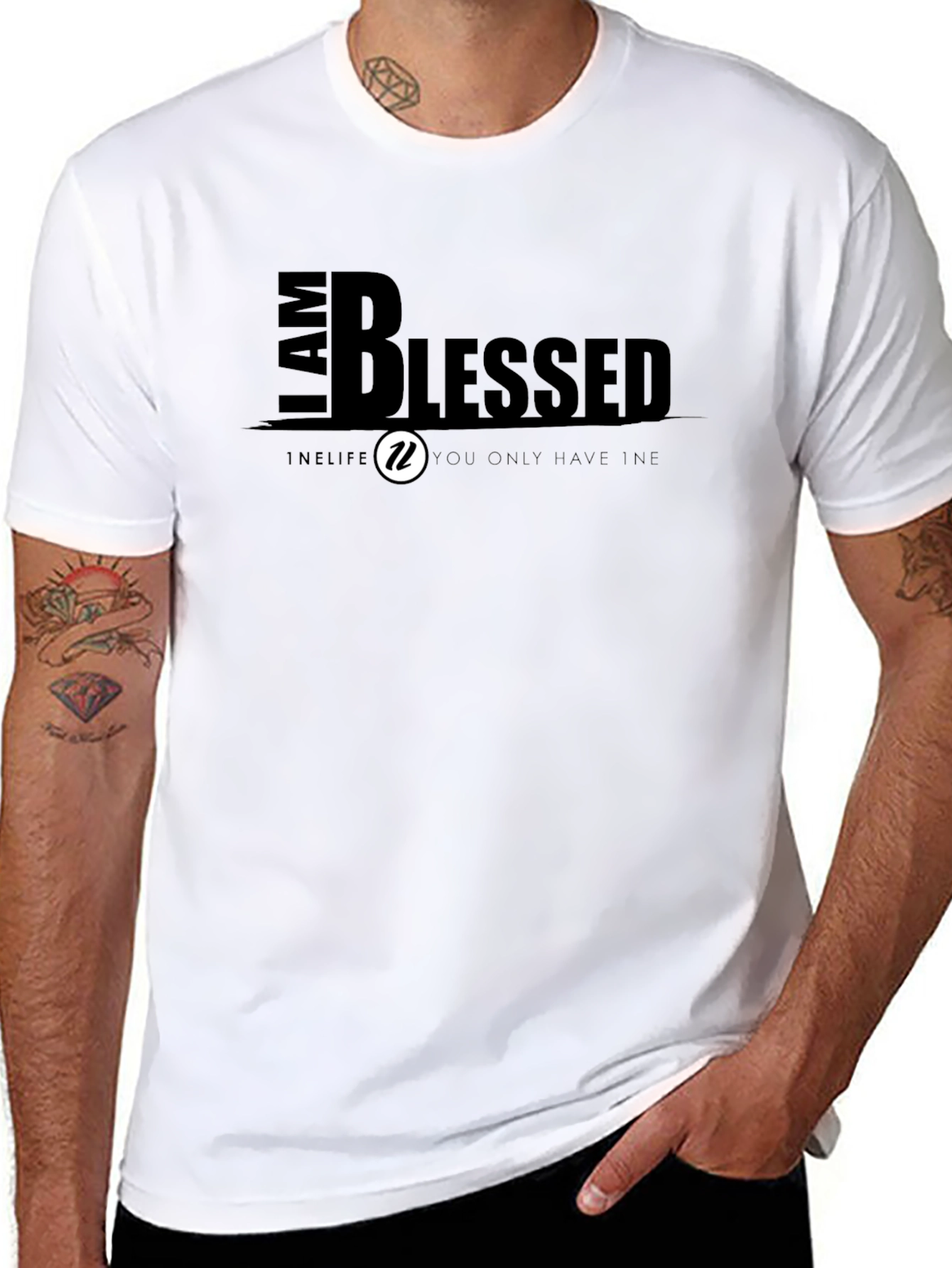 Black I AM BLESSED Graphic T-Shirt view 8