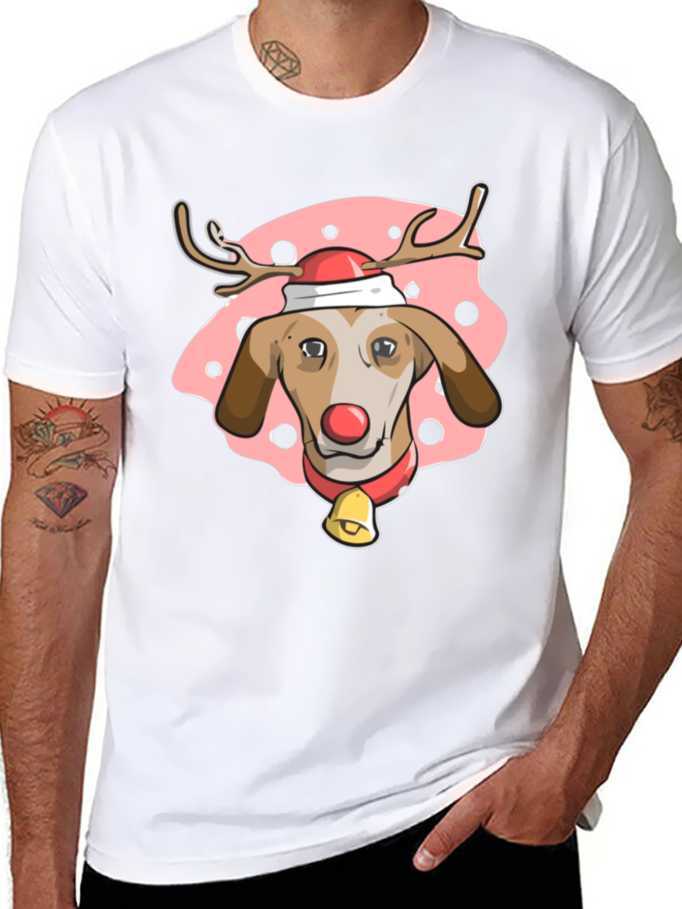 Black Festive Dog Reindeer T-Shirt - Holiday Cheer! view 8