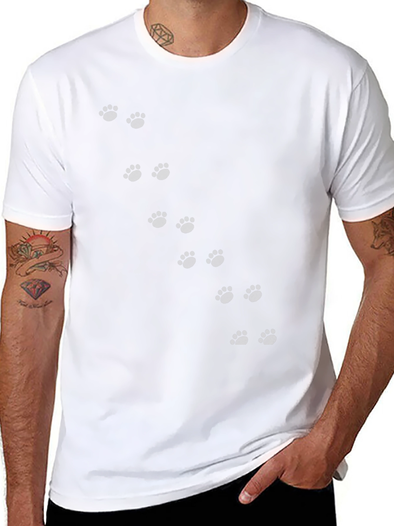 Black Paw Print Crew Neck T-Shirt - 8