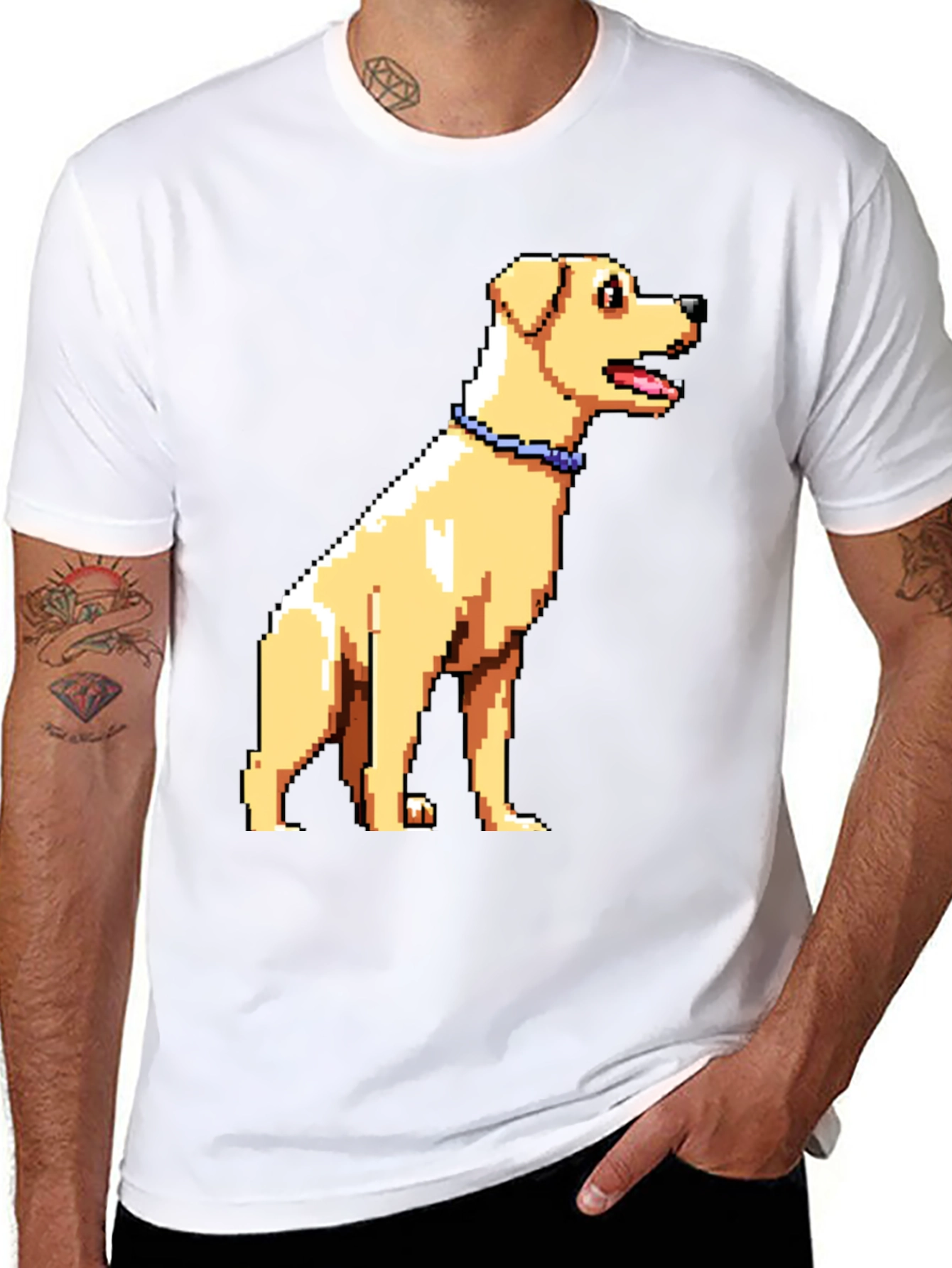 Black Pixel Art Dog Graphic T-Shirt view 8