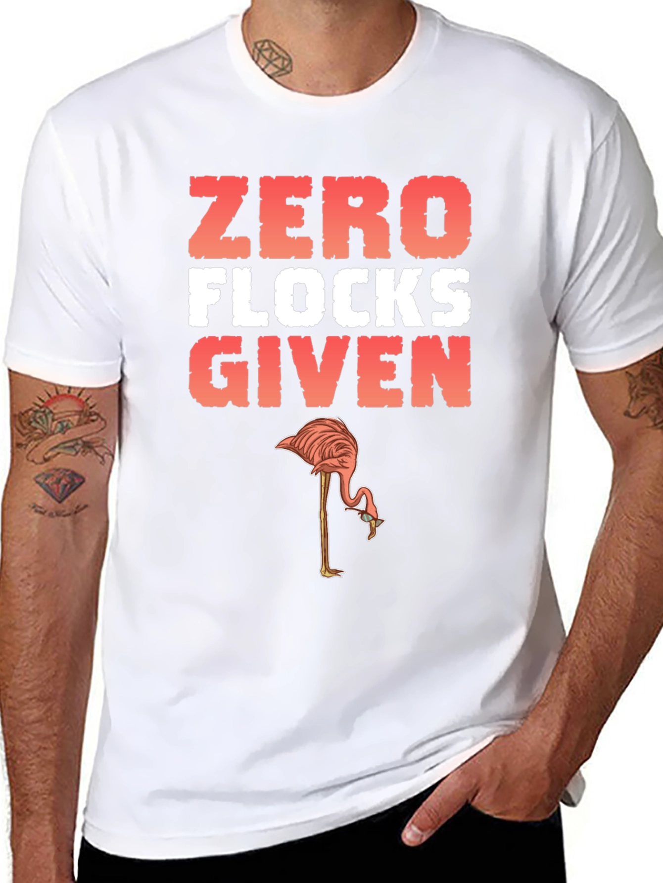 Black Zero Flocks Given Flamingo Graphic Tee view 8