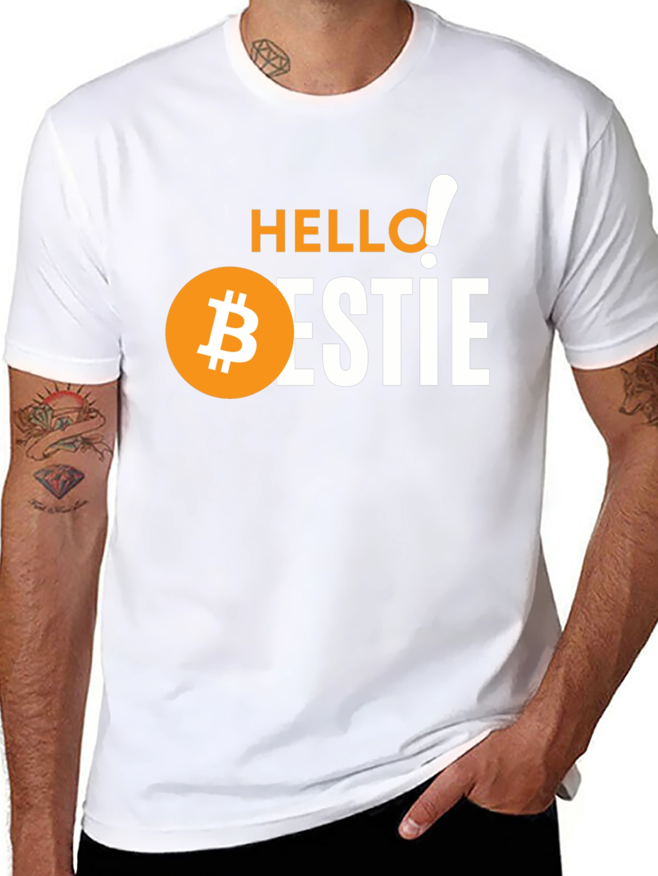 Black Hello Bestie Bitcoin Graphic Tee - Crypto Lover Gift view 8