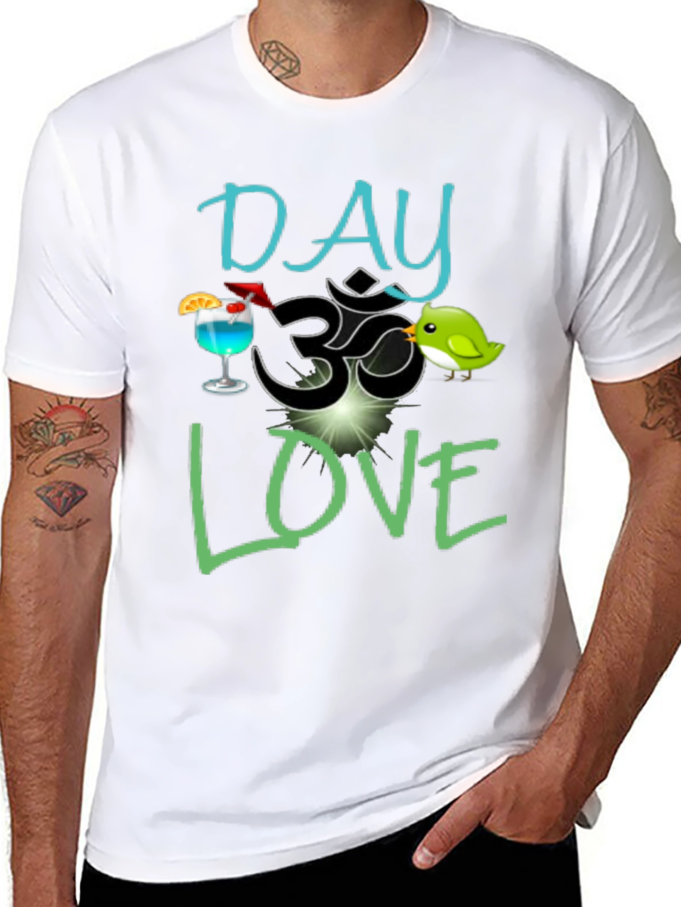 Black Day Om Love T-Shirt - Fun Graphic Tee view 8
