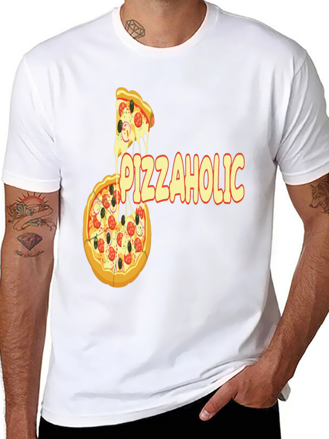Black Pizza Lover T-Shirt - Funny Pizzaholic Graphic Tee view 8