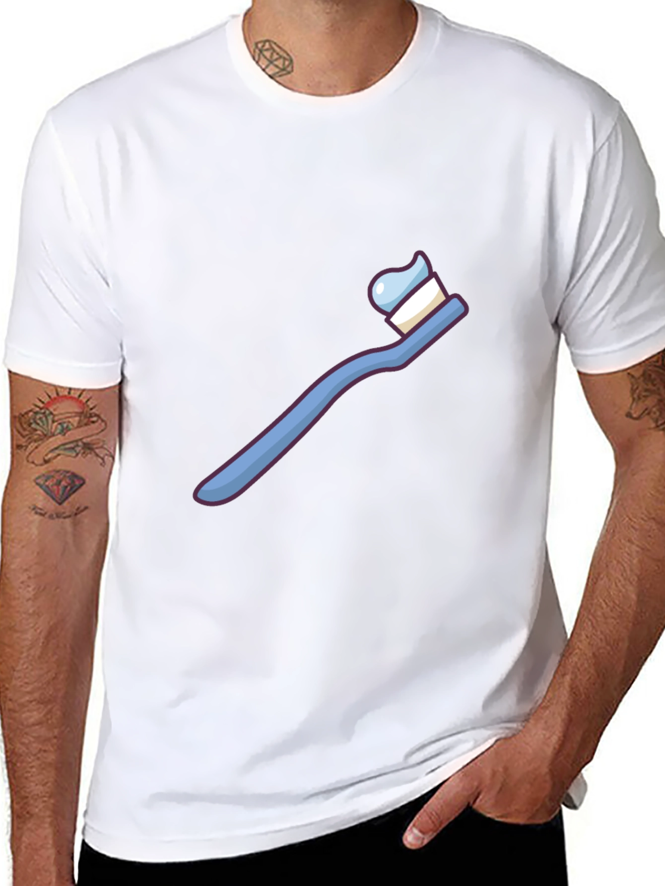 Black Toothbrush Graphic Tee - Fresh & Fun T-Shirt view 8