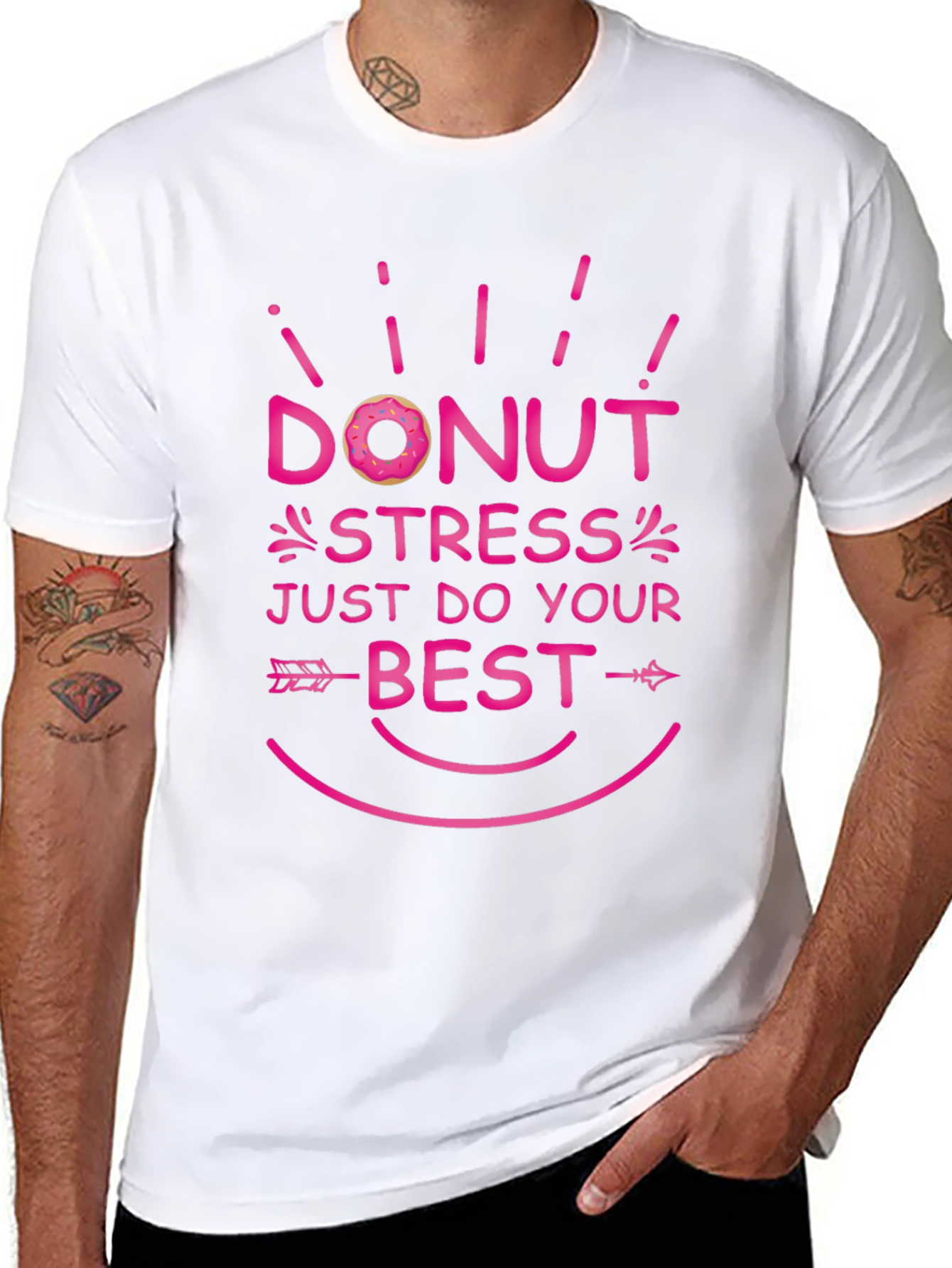 Black Donut Stress Tee - Just Do Your Best Black T-Shirt view 8
