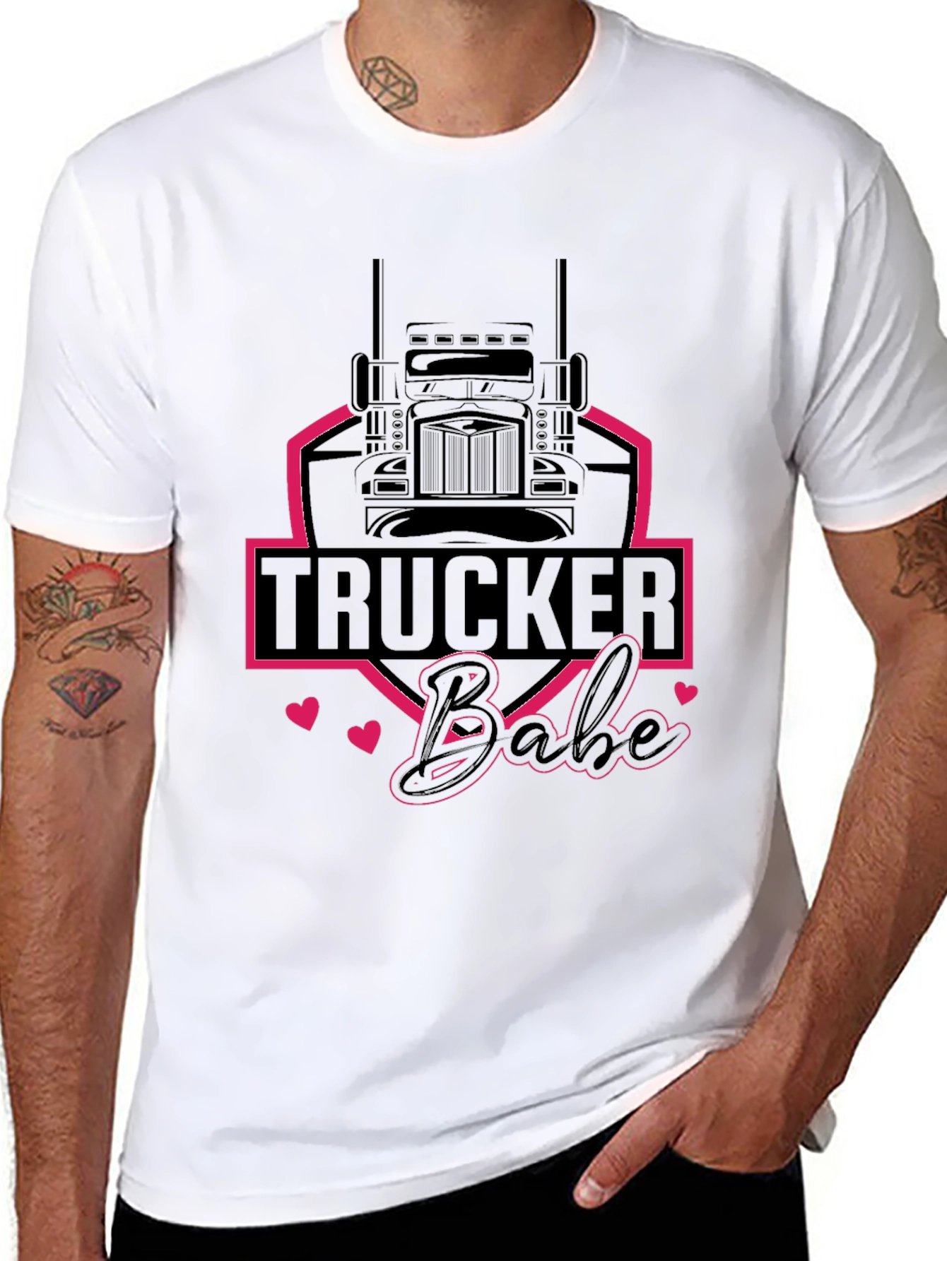 Black Trucker Babe Graphic Tee - Black view 8