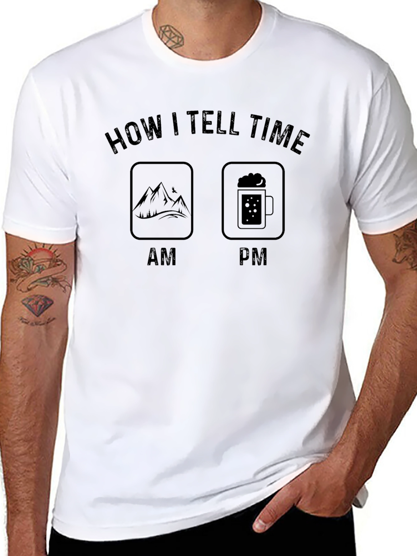 Black How I Tell Time Funny T-Shirt view 8