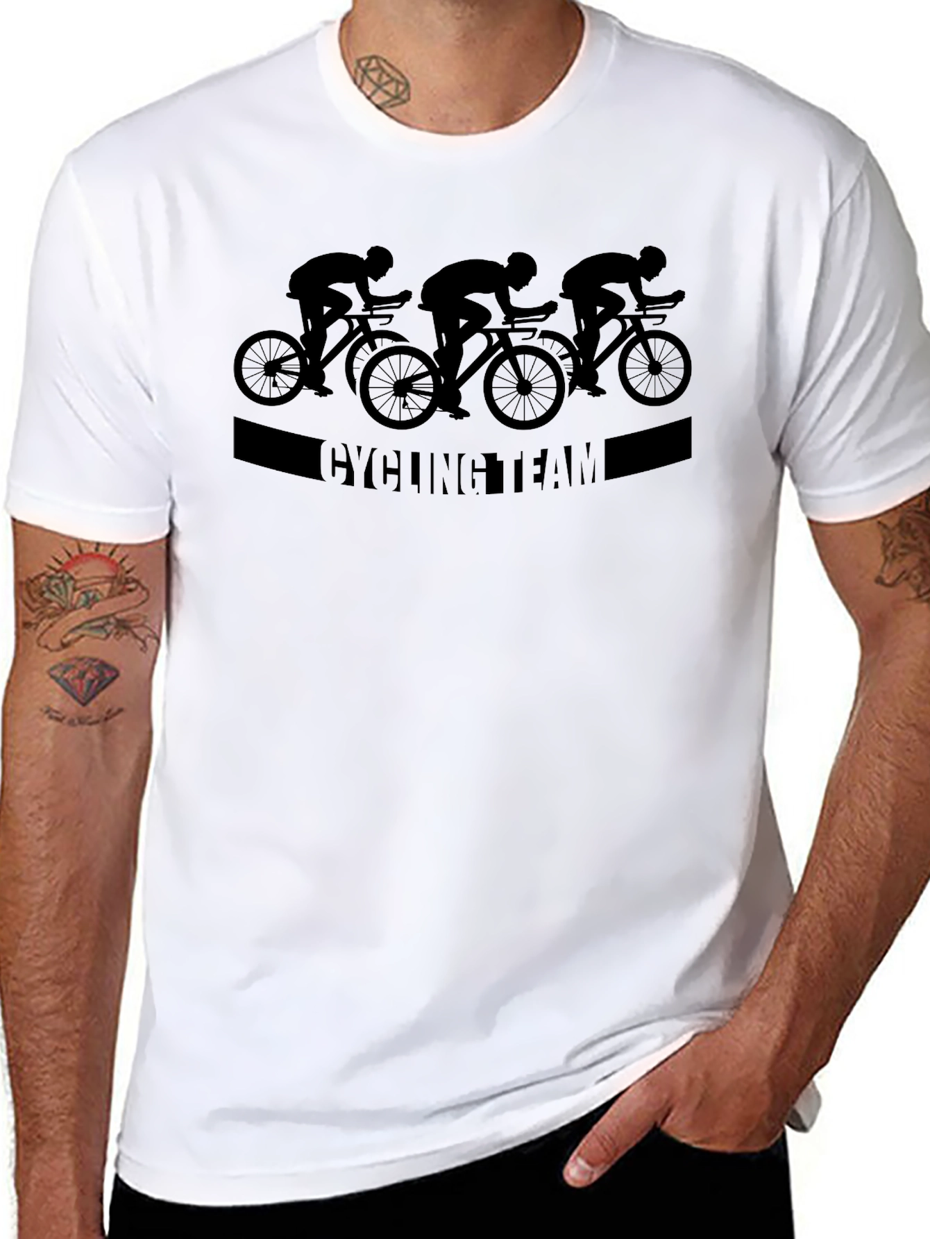 Black Cycling Team Graphic Tee - Black Cotton T-Shirt view 8