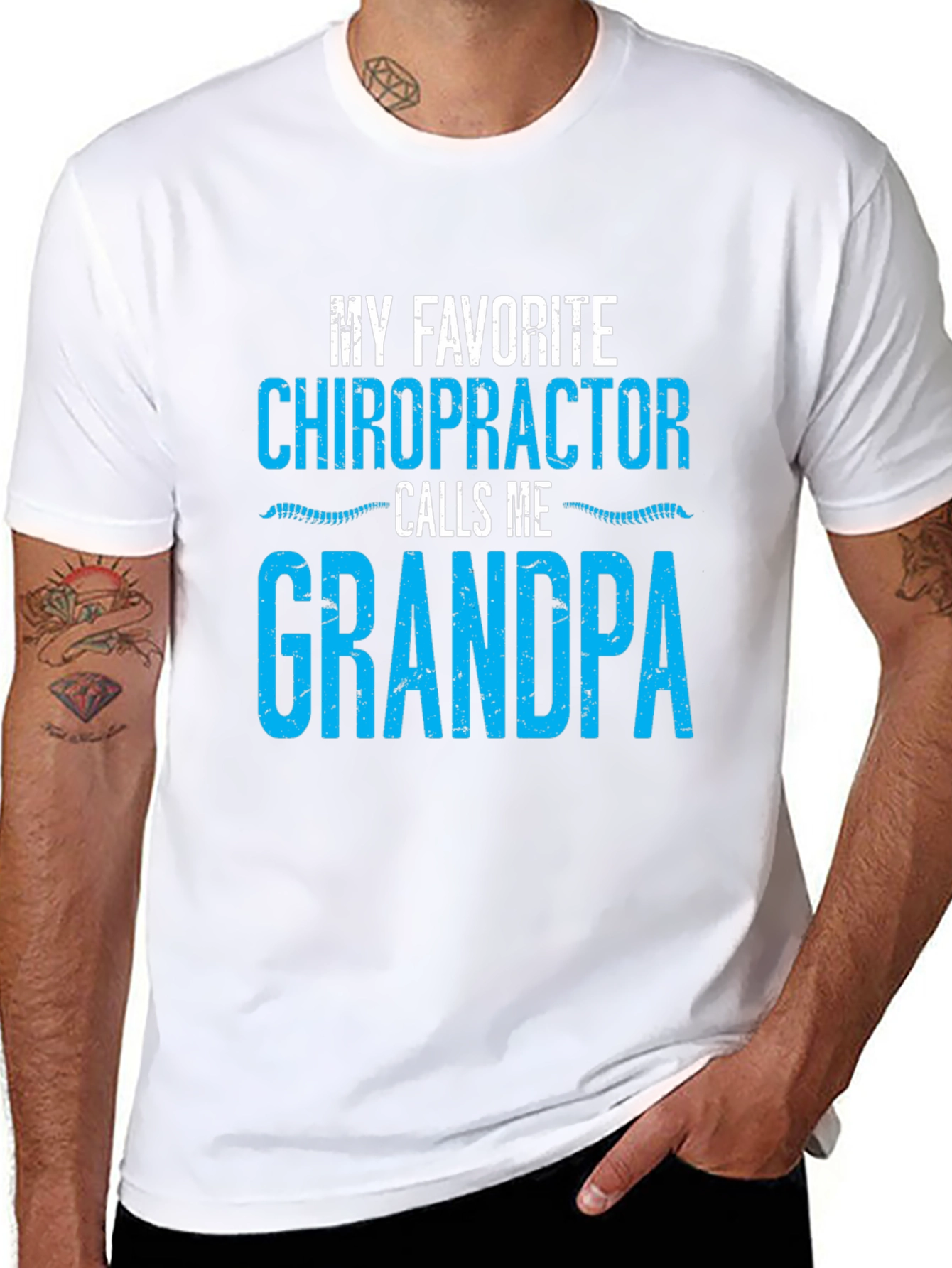 Black Chiropractor Grandpa T-Shirt Funny Gift view 8