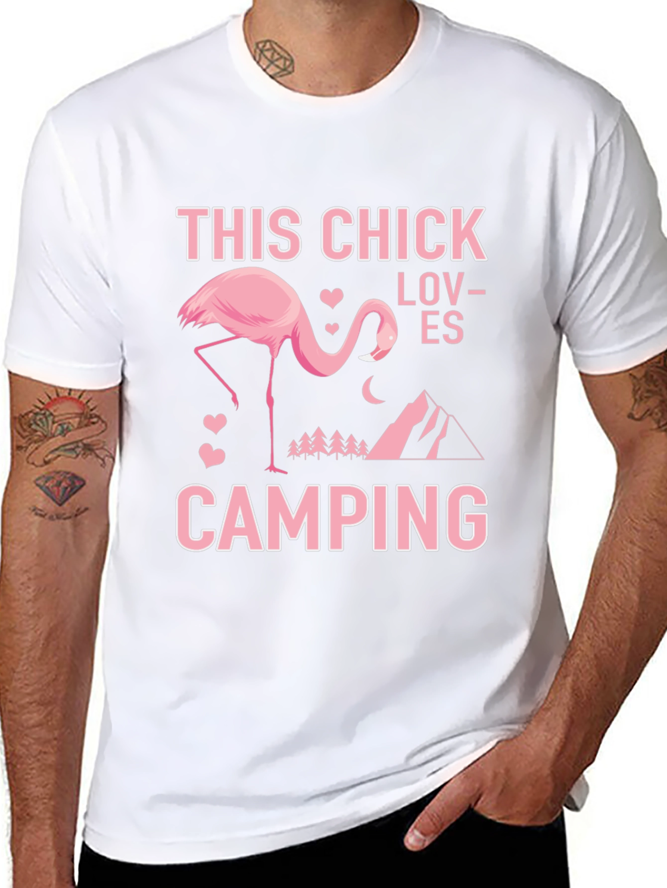 Black This Chick Loves Camping Flamingo Graphic Tee view 8