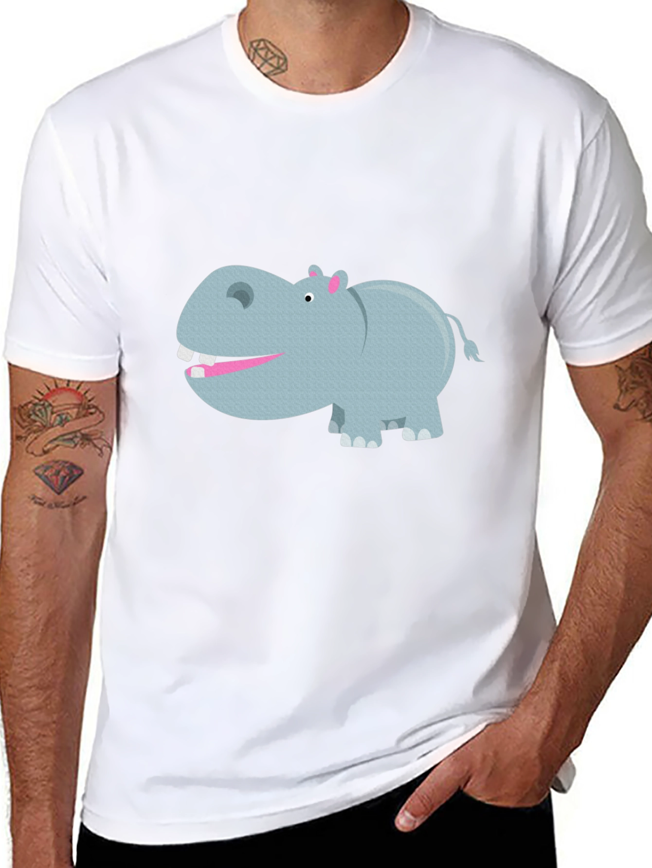Black Hippo Graphic Tee - Comfortable Black Cotton T-Shirt view 8