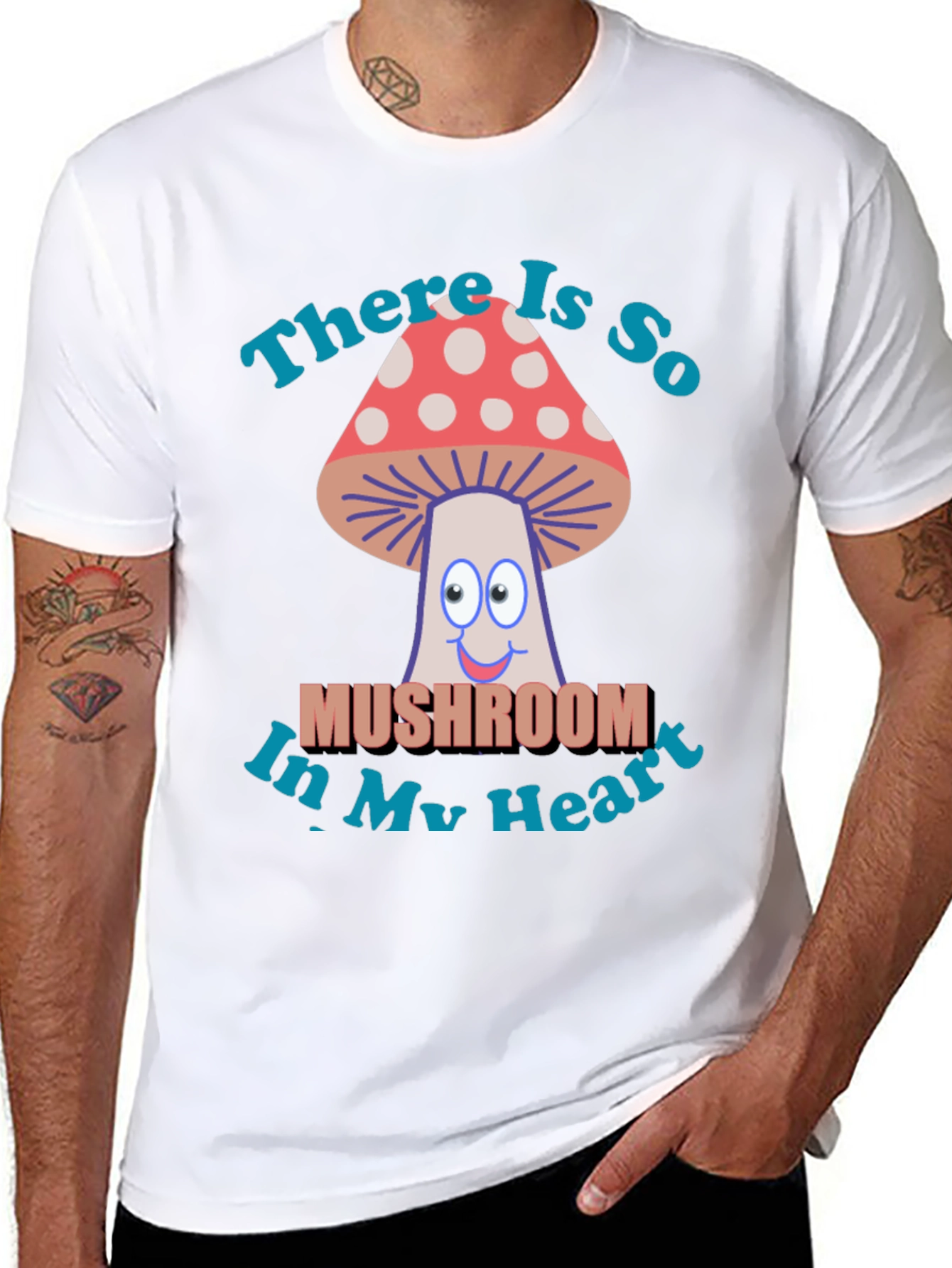 Black Mushroom Heart T-Shirt - Funny Graphic Tee view 8