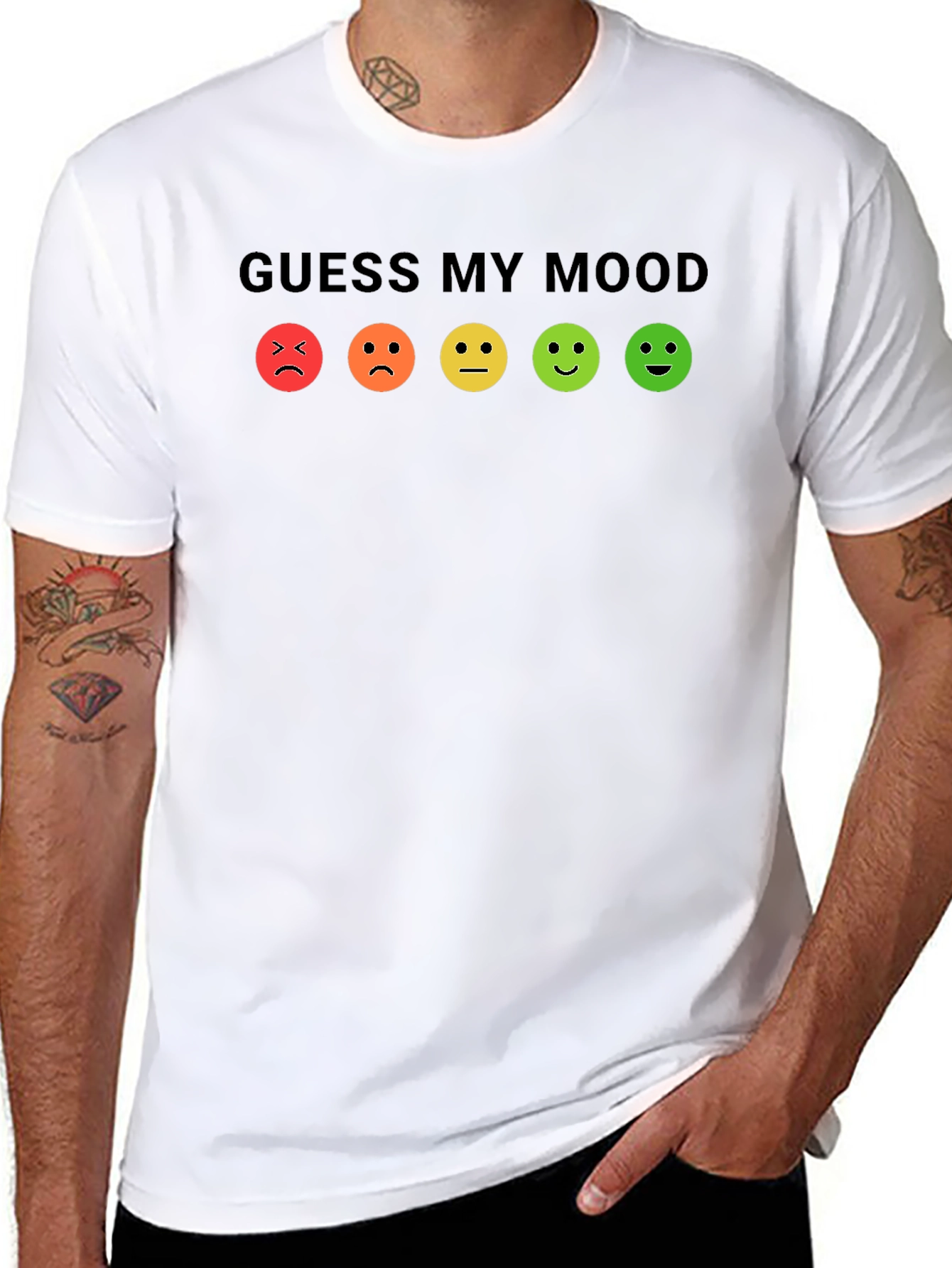 Black Guess My Mood T-Shirt - Funny Emoji Tee view 8