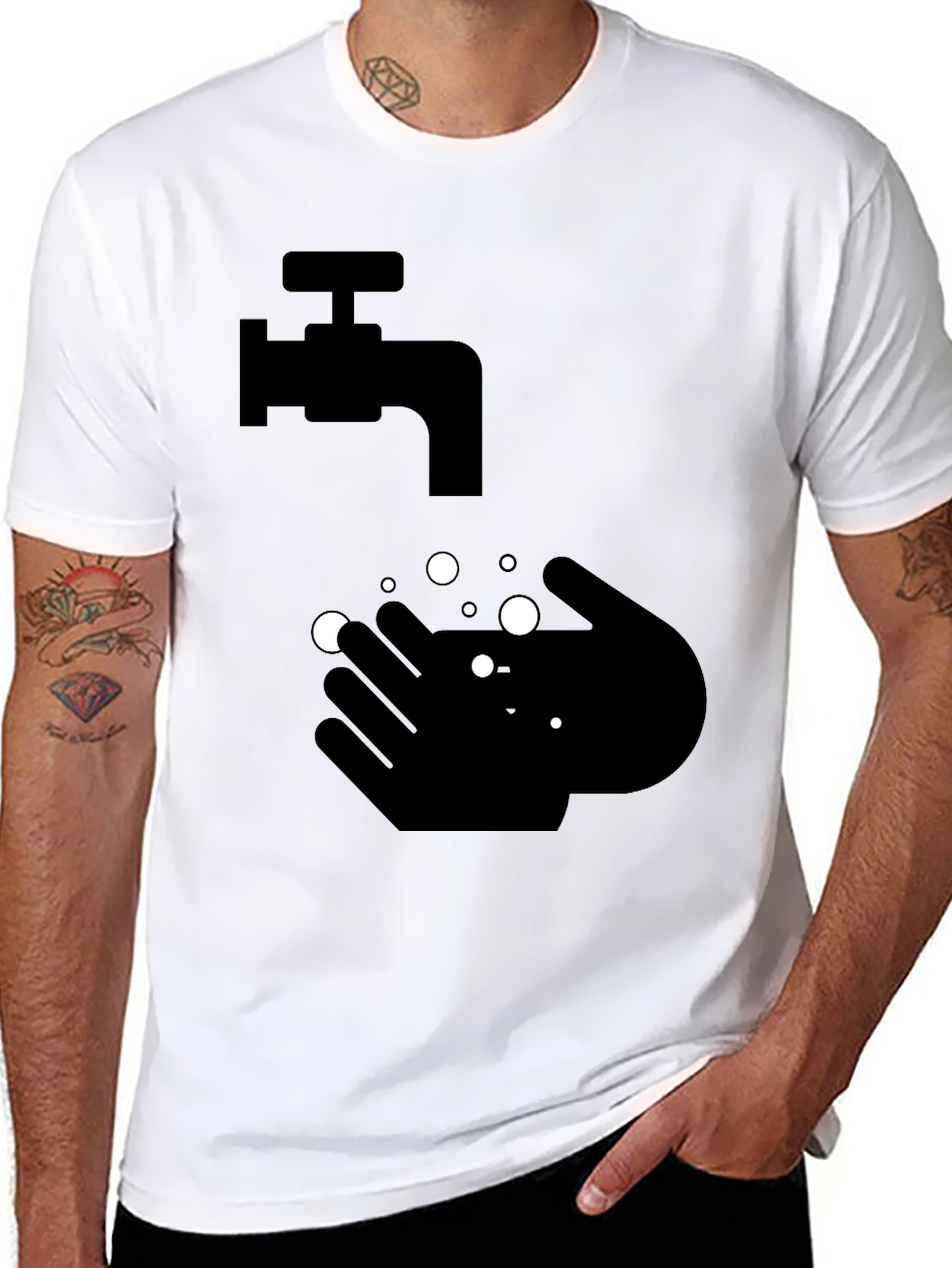 Black Wash Your Hands Graphic Tee - Black view 8