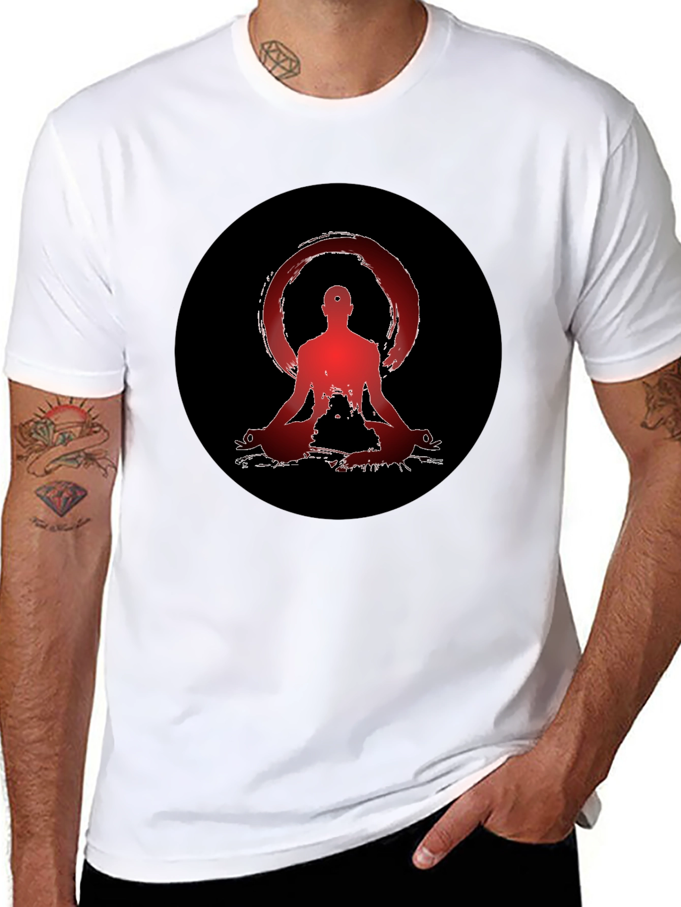 Black Zen Meditation Graphic Tee - Unisex Black T-Shirt view 8