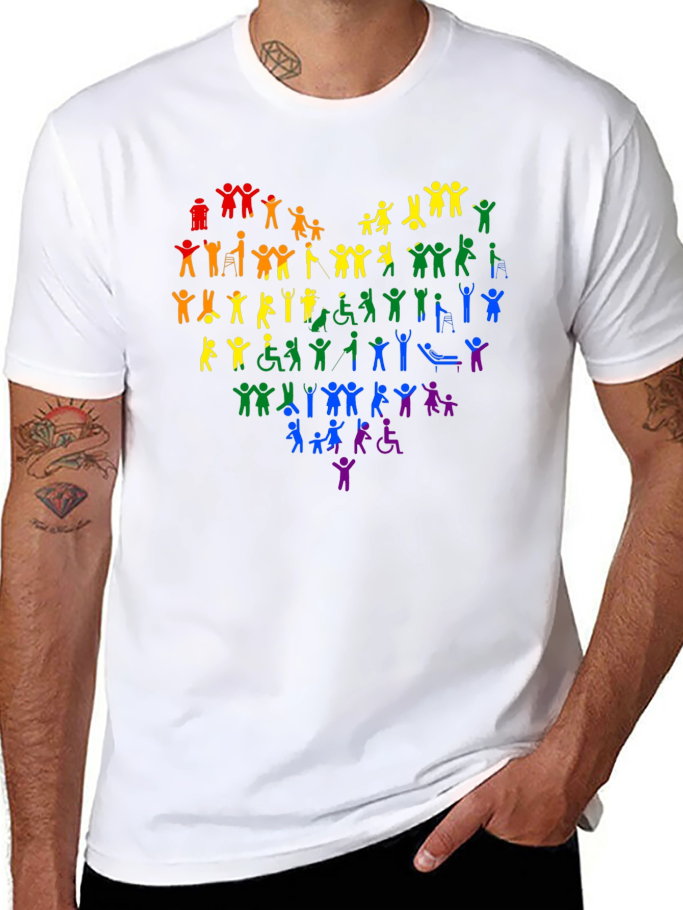 Black Inclusive Rainbow Heart Graphic Tee view 8