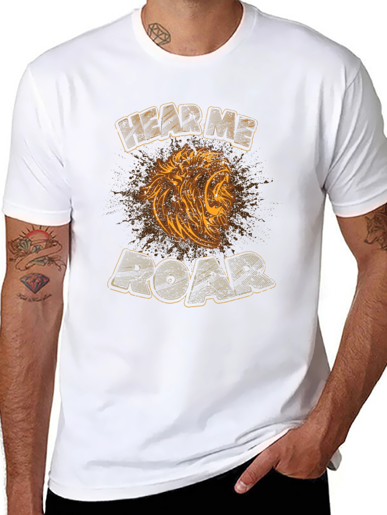 Black Hear Me Roar T-Shirt - Lion Graphic Tee view 8