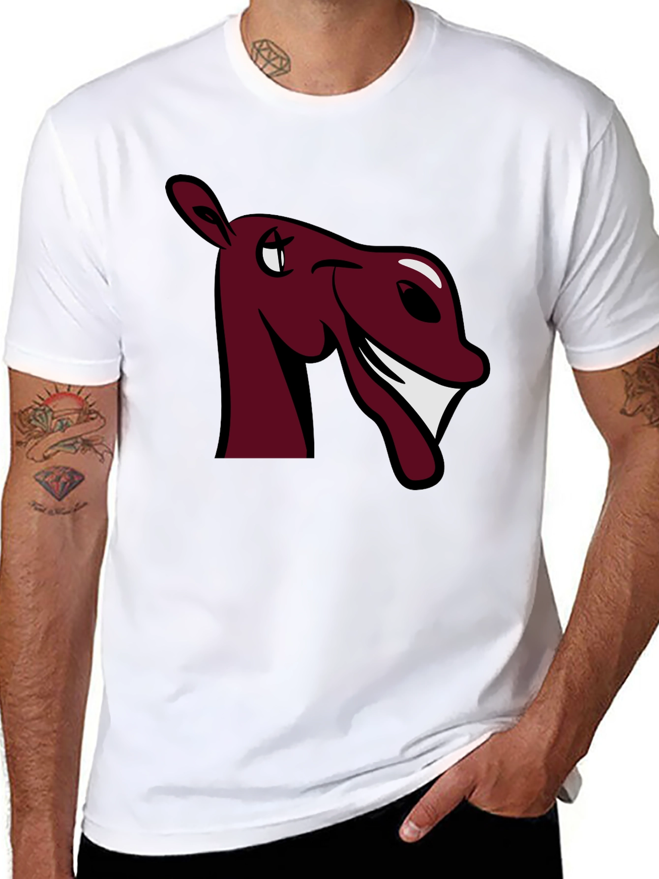 Black Funny Horse Graphic Tee - Burgundy view 8