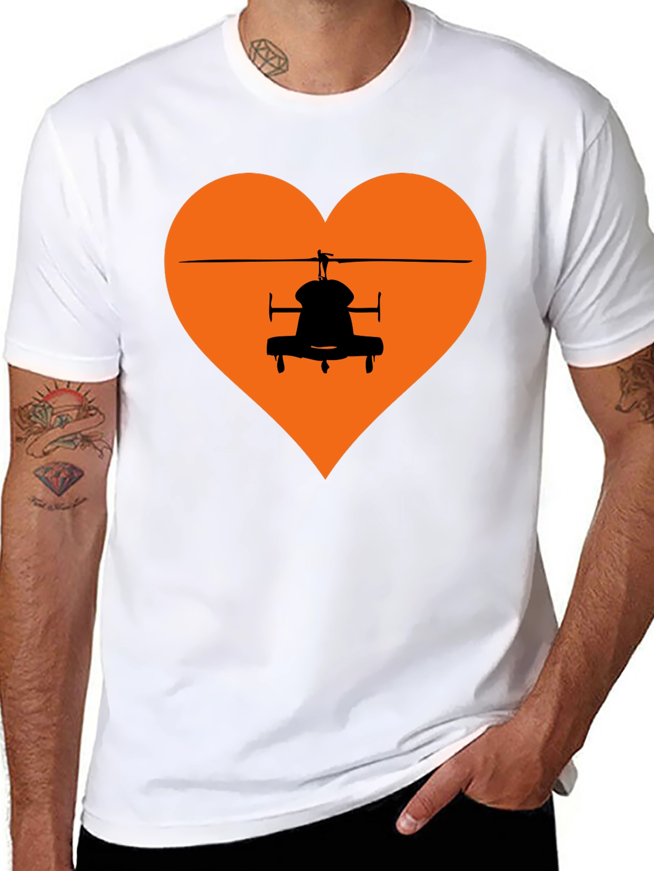 Black Helicopter Heart Graphic Tee - Black T-Shirt view 8