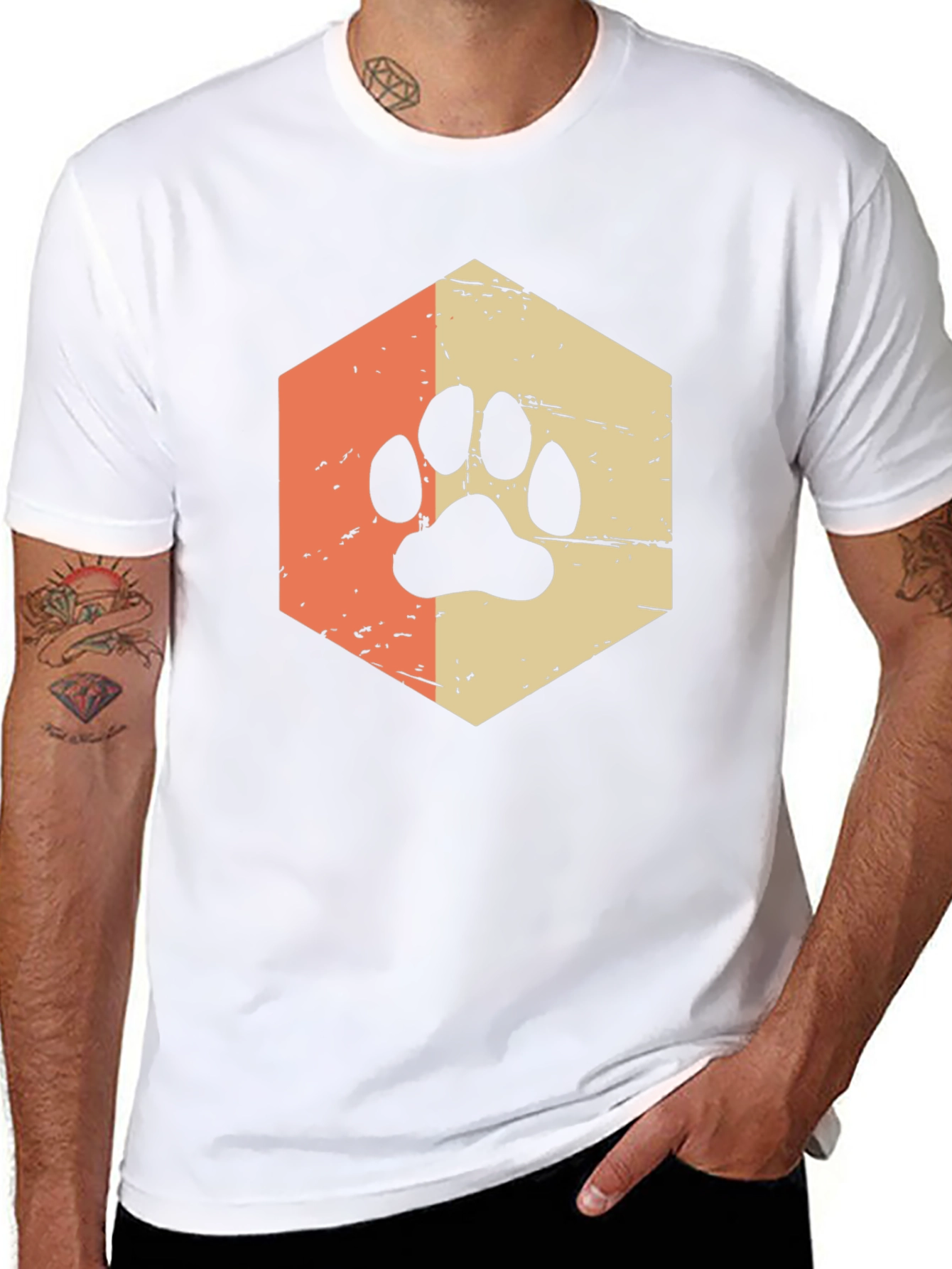 Black Retro Paw Print Graphic Tee - Black view 8