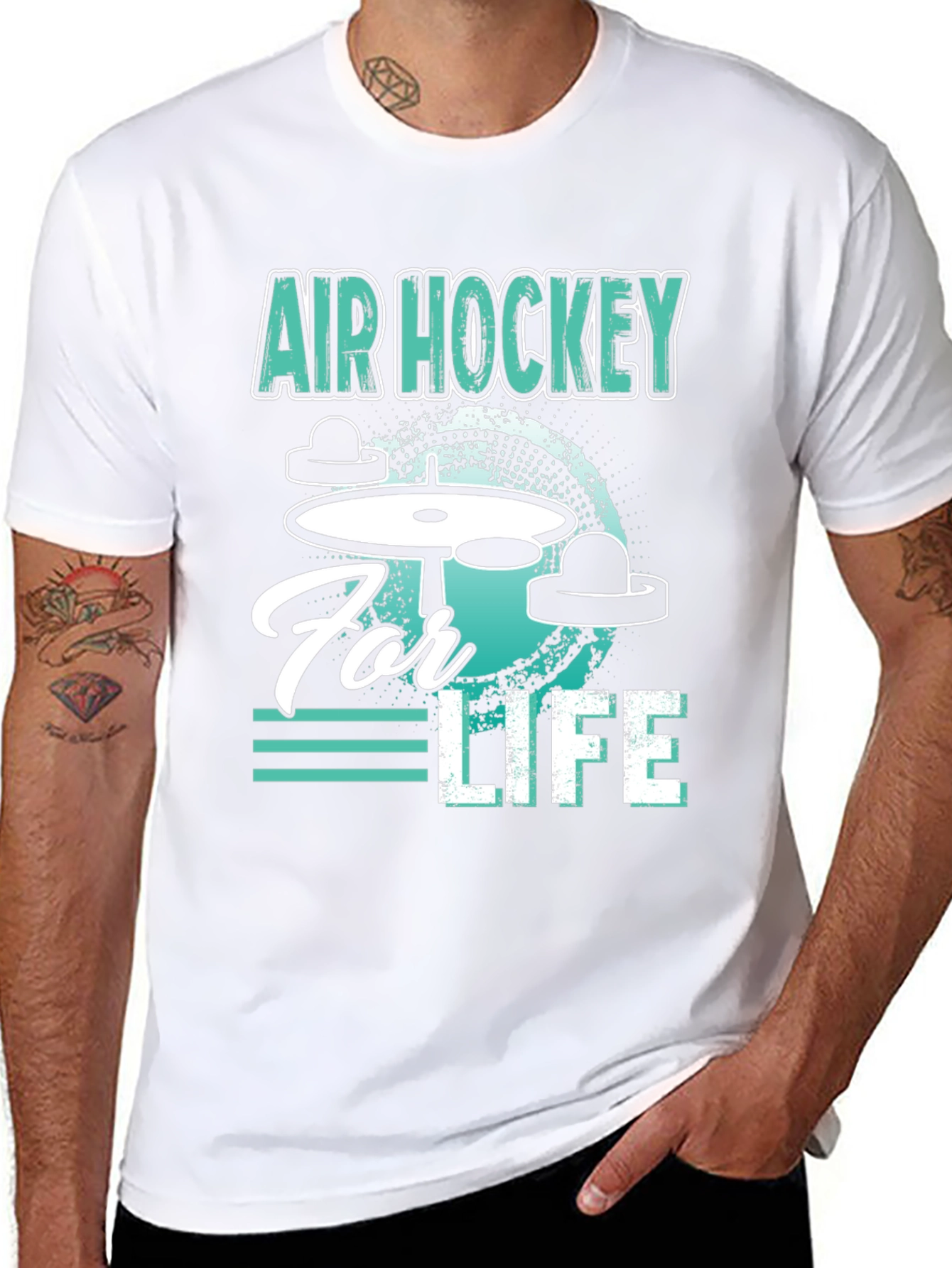 Black Air Hockey for Life Graphic Tee view 8