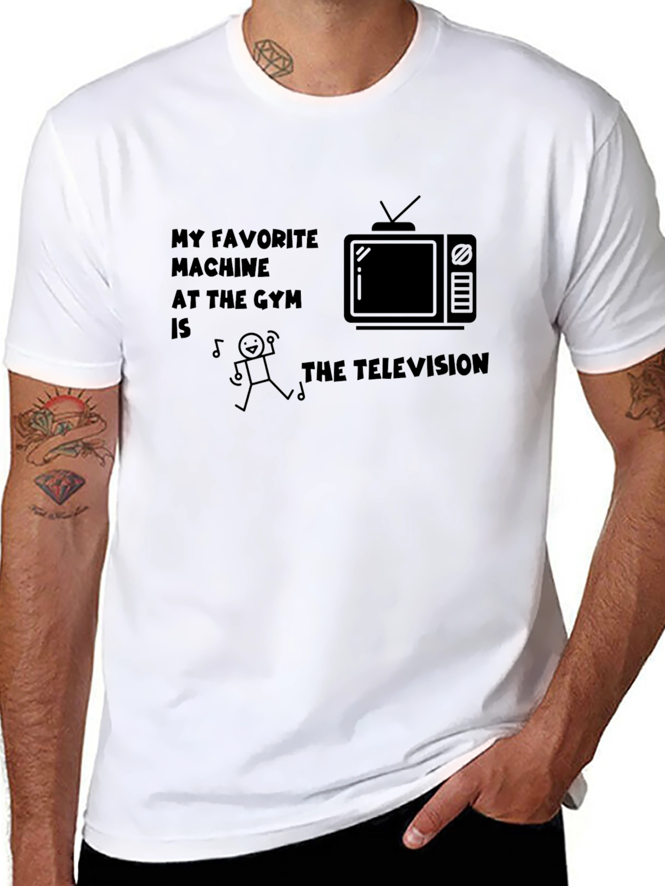Black Funny Gym Television T-Shirt view 8
