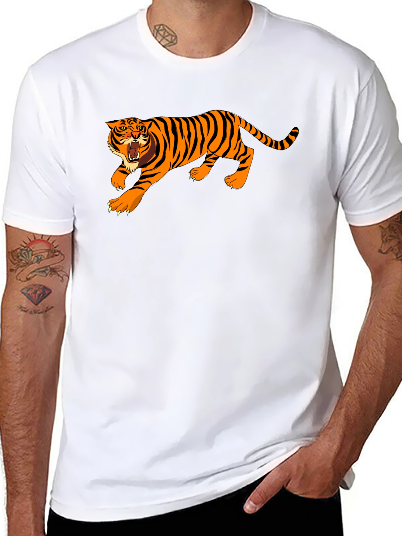 Black Roaring Tiger Graphic T-Shirt view 8