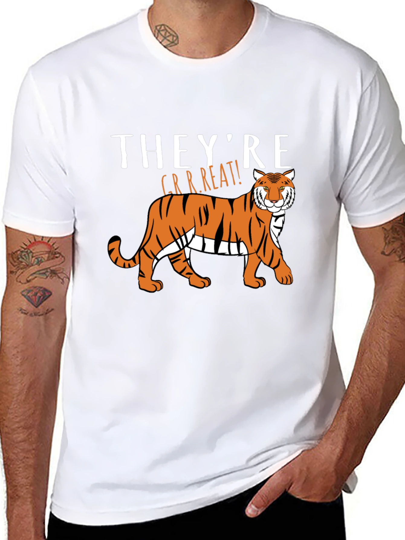 Black They're GRRREAT! Tiger Graphic T-Shirt view 8