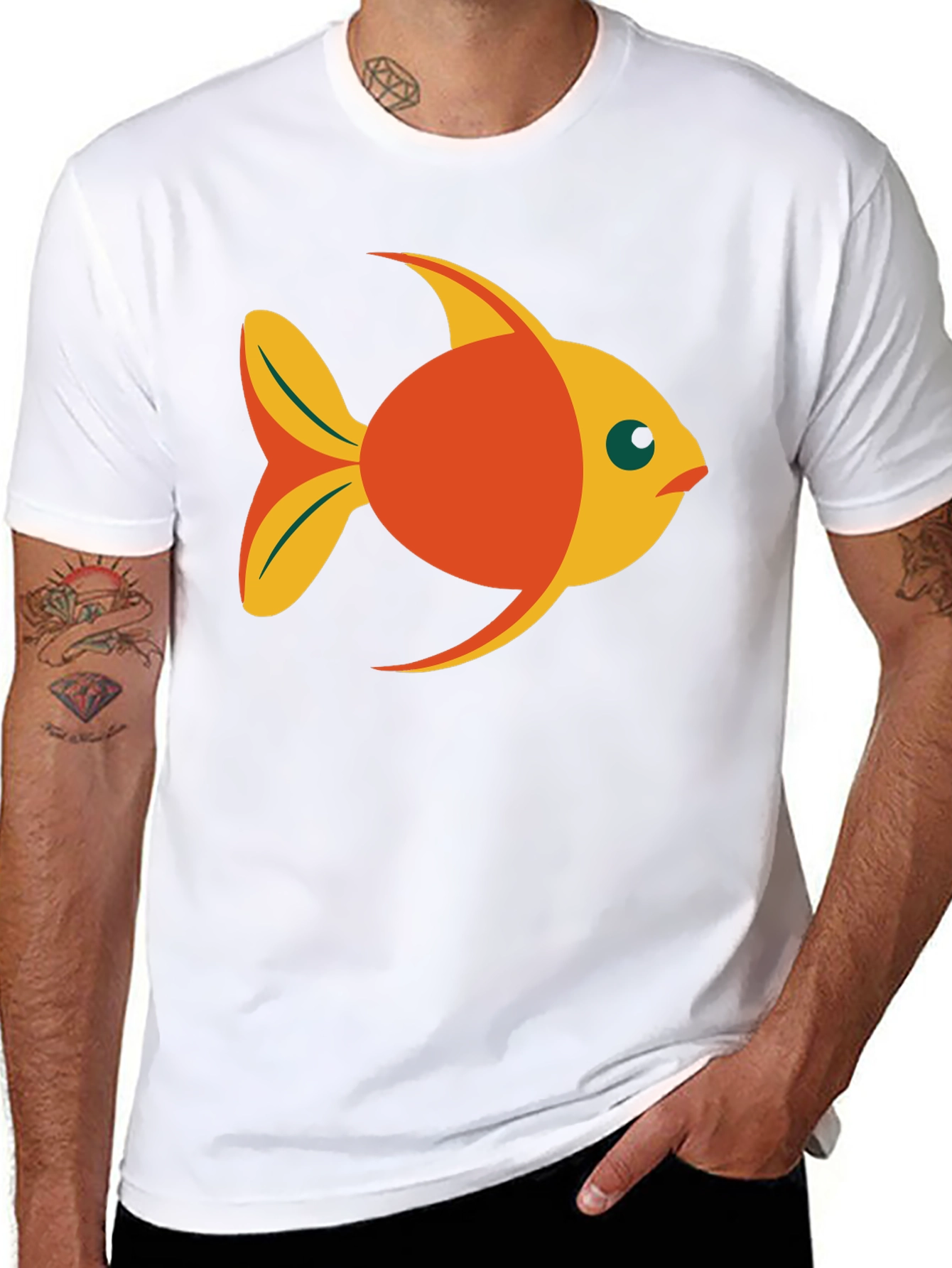 Black Fish Graphic Black T-Shirt - Fun Casual Wear view 8