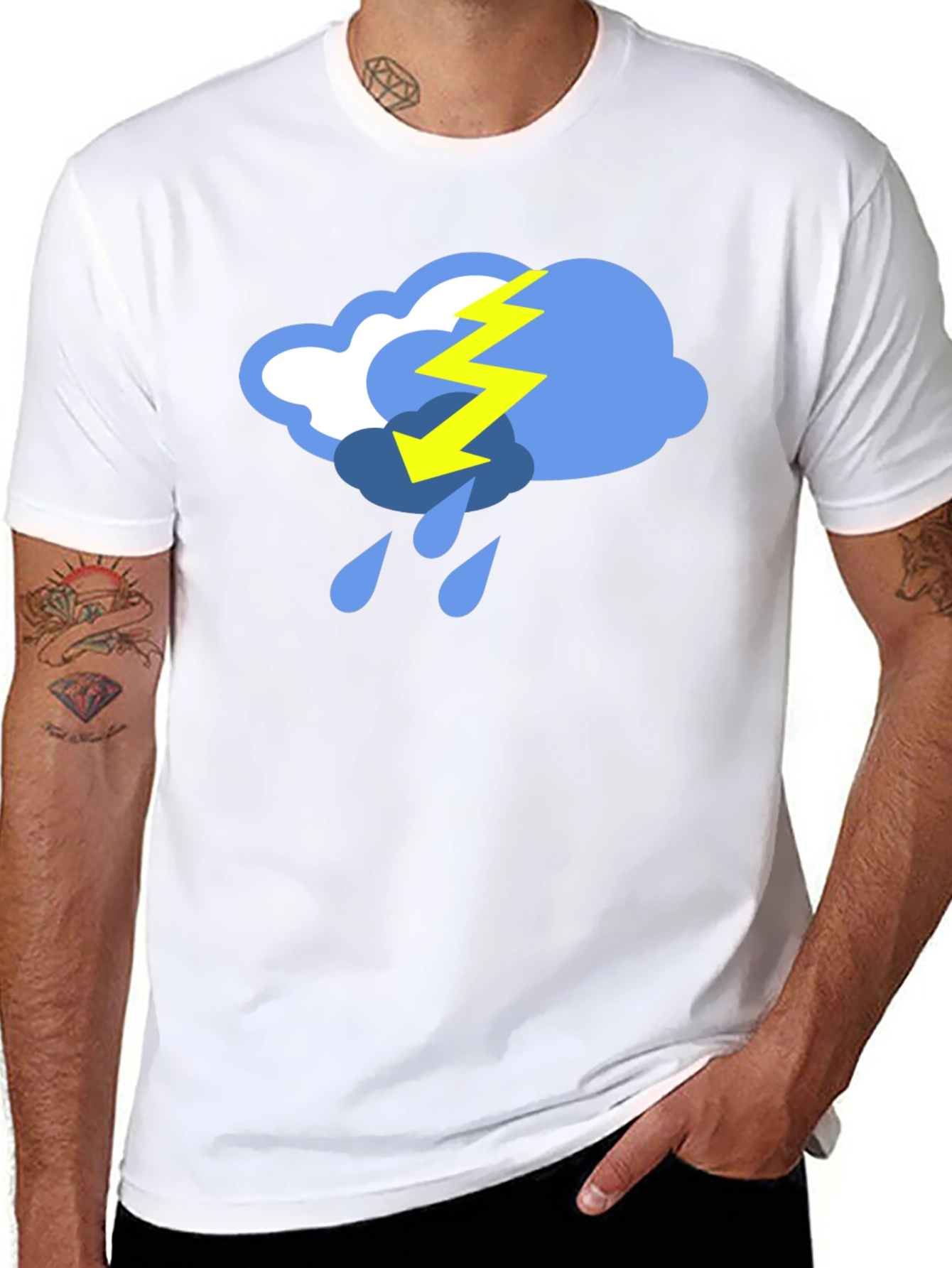 Black Stormy Weather Graphic Tee - Black Cotton T-Shirt view 8