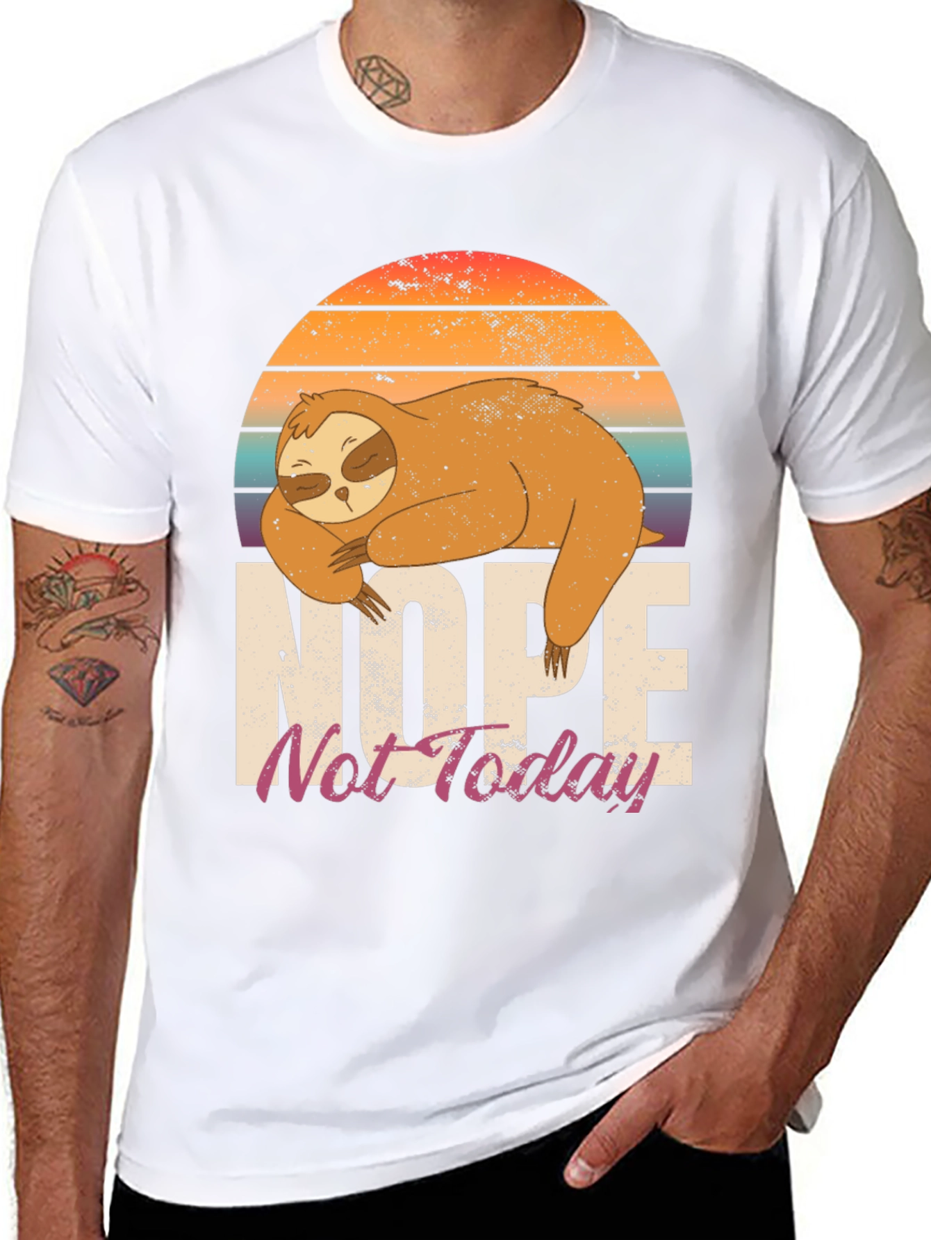 Black Nope Not Today Sloth Graphic Tee view 8