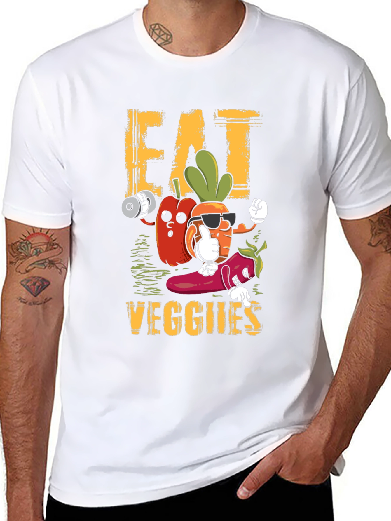 Eat Veggies T-Shirt - Cartoon Veggie Characters - 8