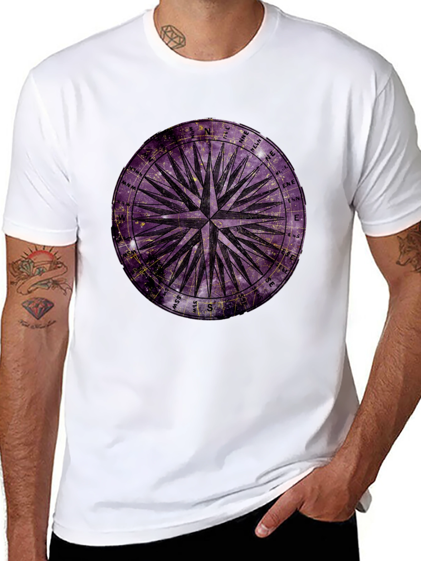 Black Celestial Compass Graphic Tee view 8